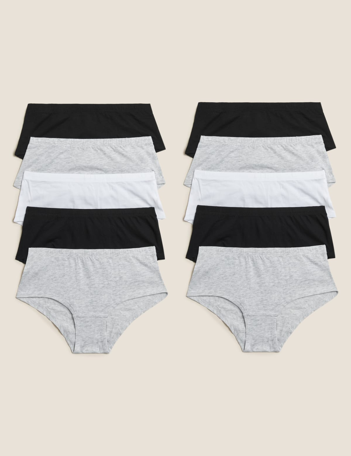 

Marks & Spencer 10pk Cotton Rich Shorts (2-16 Yrs) (GIRLS, BLACK/GREY, 7-8 Y)