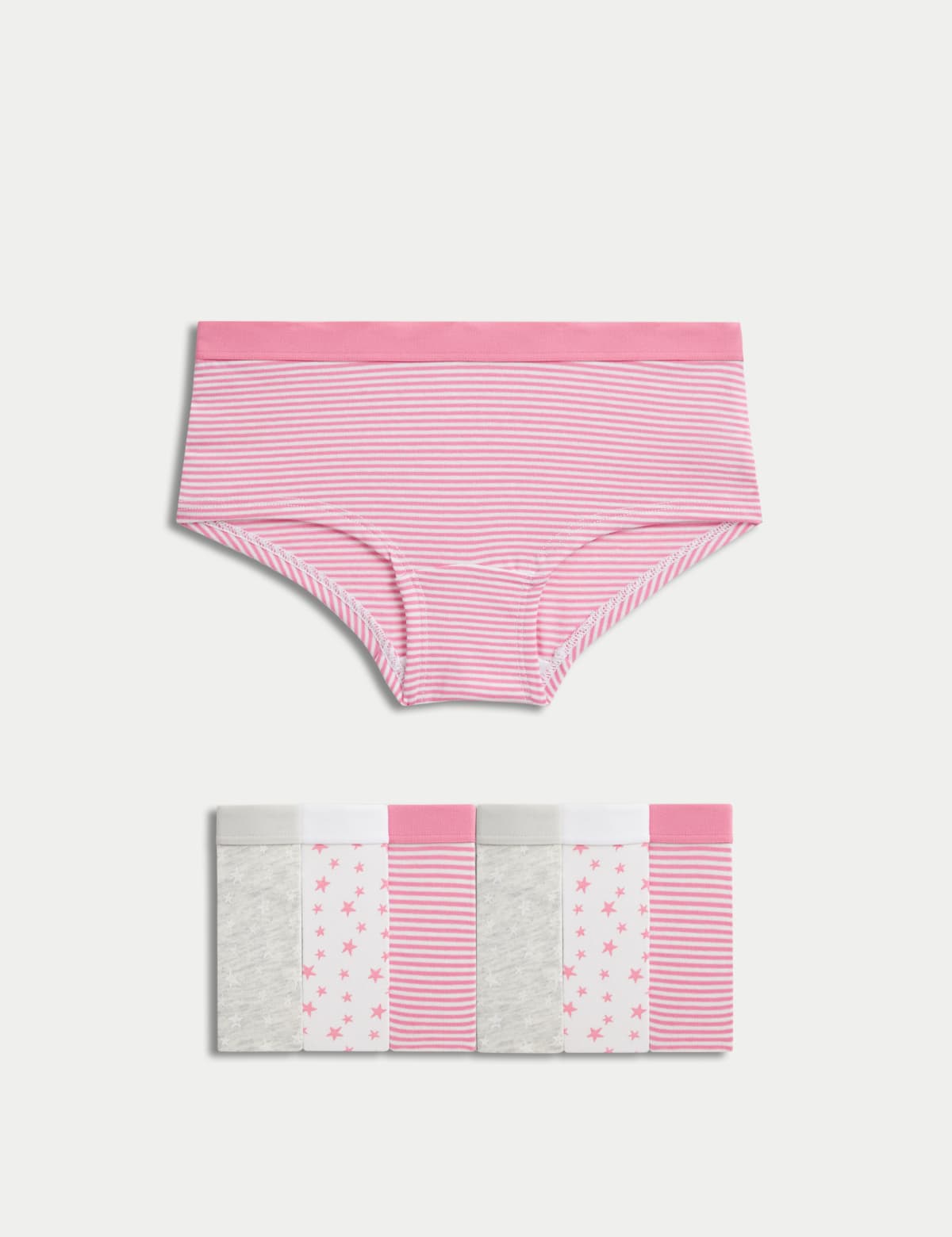 

Marks & Spencer 7pk Cotton Rich Stripes & Stars Shorts (5-16 Yrs) (GIRLS, PINK MIX, 6-7 Y)