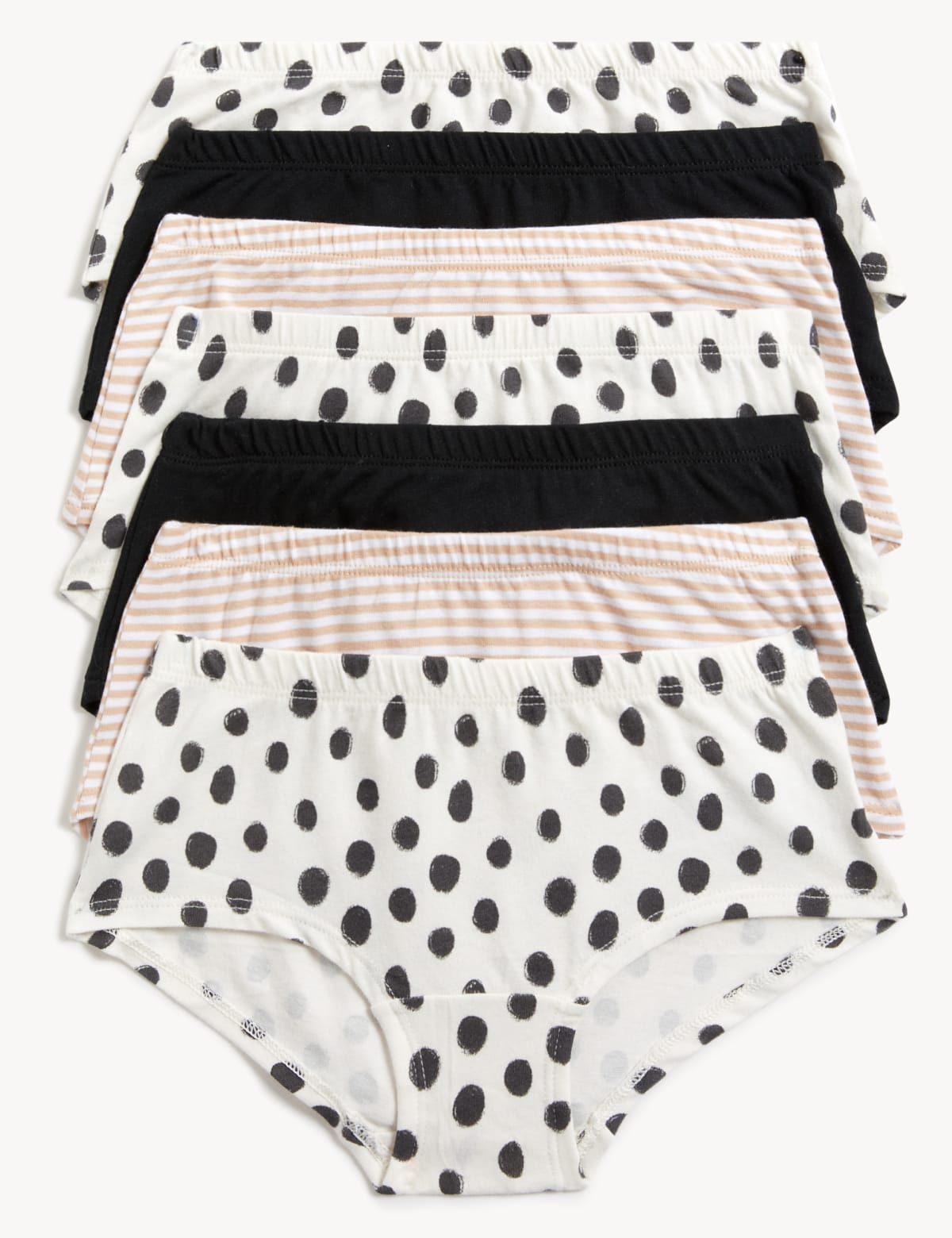 

Marks & Spencer 7pk Cotton Rich Spotty & Striped Shorts (GIRLS, BLACK MIX, 6-7 Y)