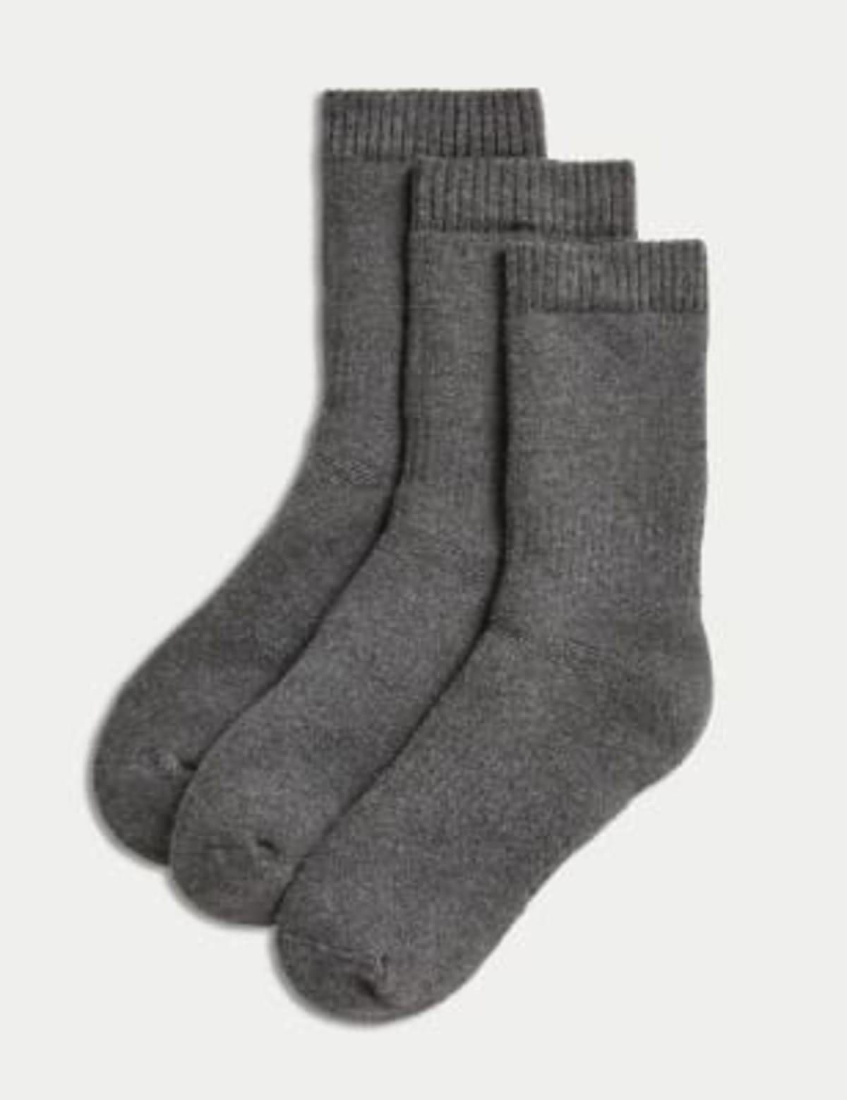 

Marks & Spencer 3pk Cotton Blend Thermal Socks (7-10 Yrs) (UNISEX, GREY, 12+3+)