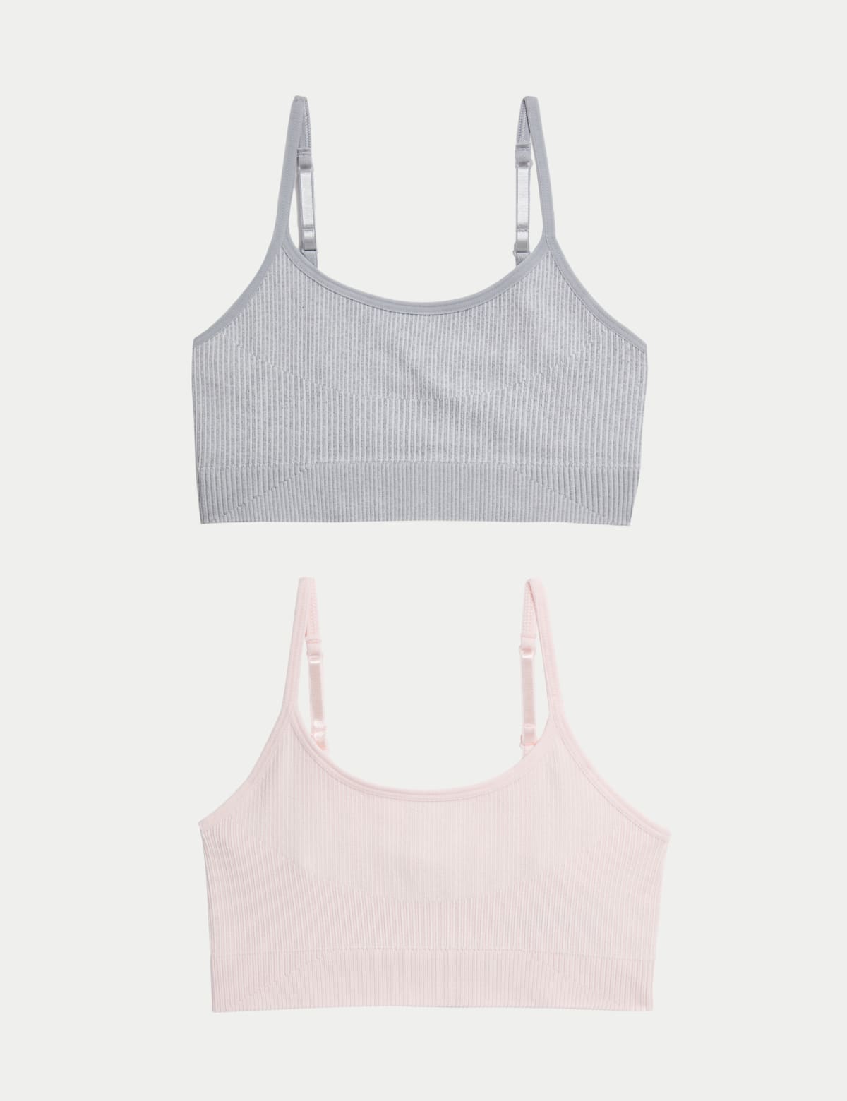 

Marks & Spencer 2pk Ribbed Crop Tops (9-16 Yrs) (GIRLS, GREY MIX, 9-11Y)