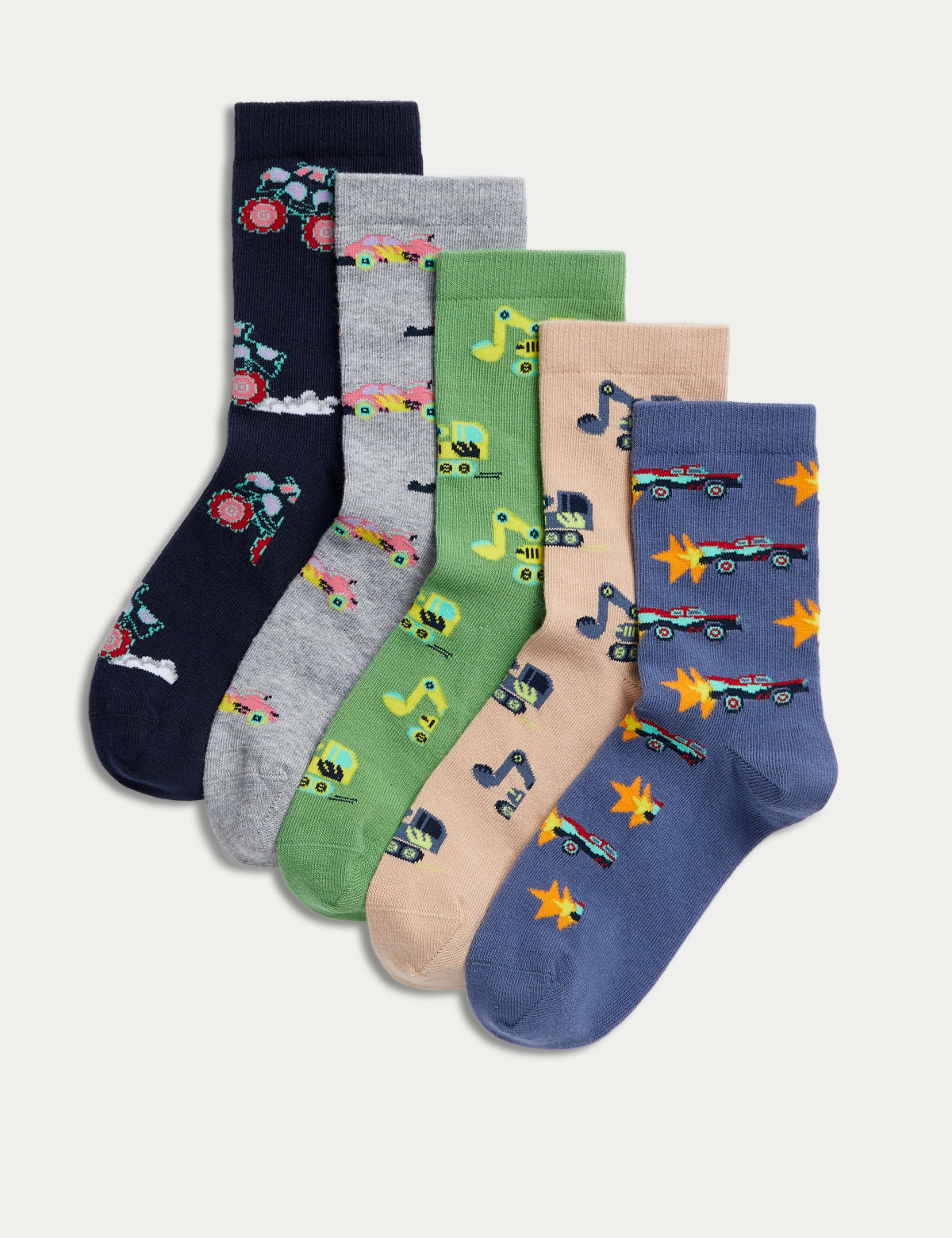 

Marks & Spencer 5pk Cotton Rich Transport Socks (UNISEX, MULTI, 4-7)
