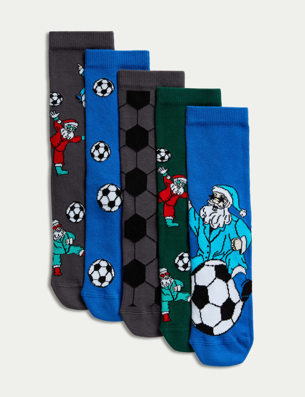 

Marks & Spencer 5pk Cotton Rich Football Santa Socks (BLUE MIX)