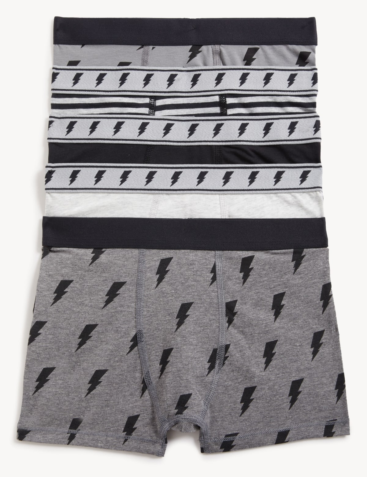 

Marks & Spencer 5pk Cotton Rich Bolt Trunks (5-16 Yrs) (BOYS, GREY MIX, 7-8 Y)