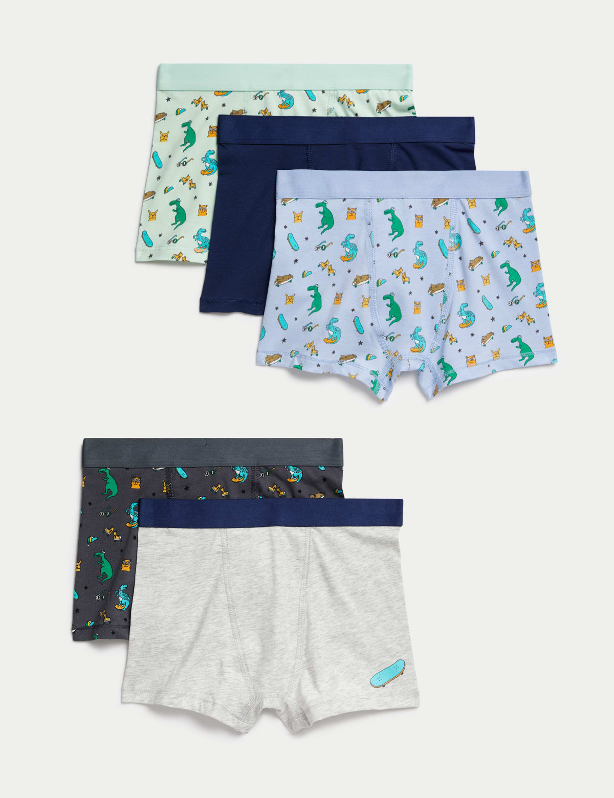 

Marks & Spencer 5pk Cotton With Stretch Dinosaur Animal Trunks (3–8 Yrs) (BOYS, MULTI, 6-7 Y)