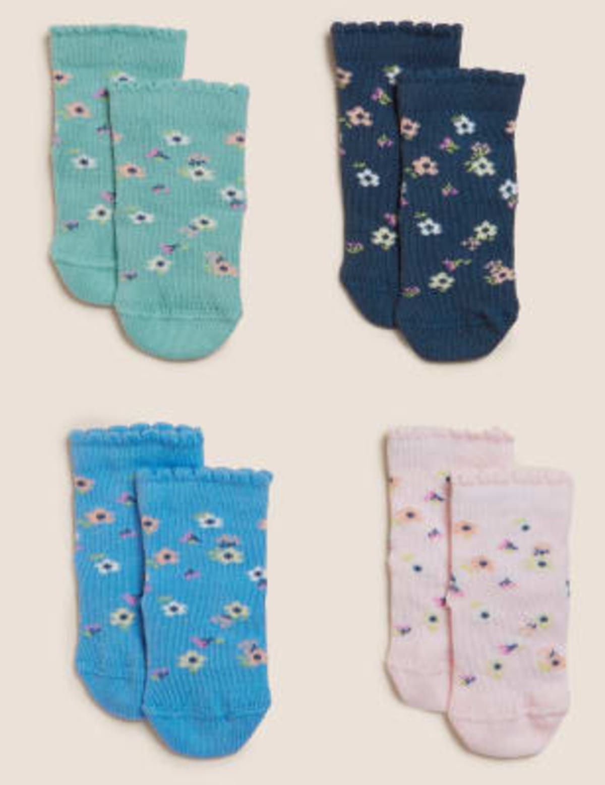 

Marks & Spencer 4pk Cotton Rich Floral Baby Socks (GIRLS, MULTI)