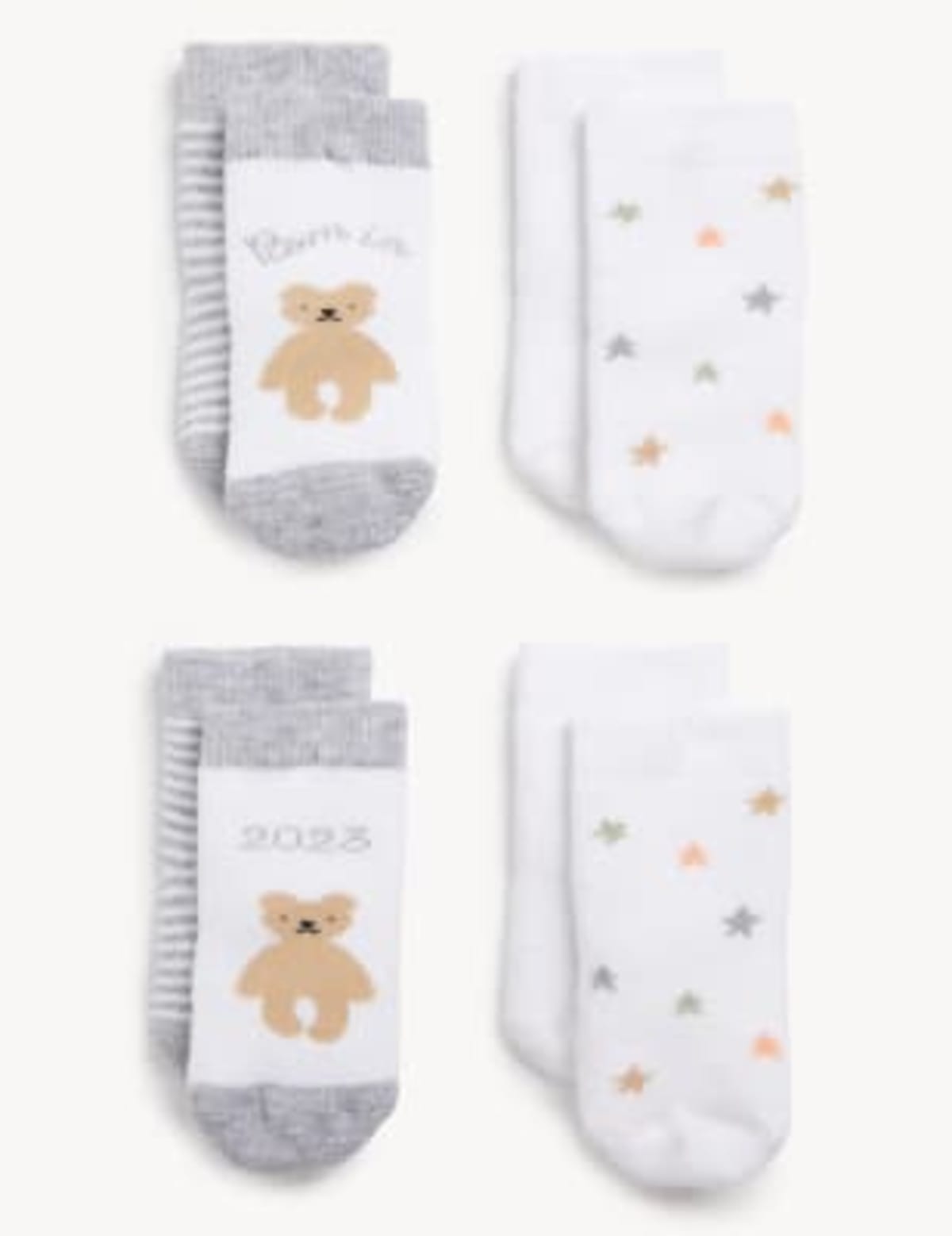 

Marks & Spencer 4pk Terry Born in 2023 Baby Socks (7lbs - 1 Yr) (WHITE MIX, 0-6)