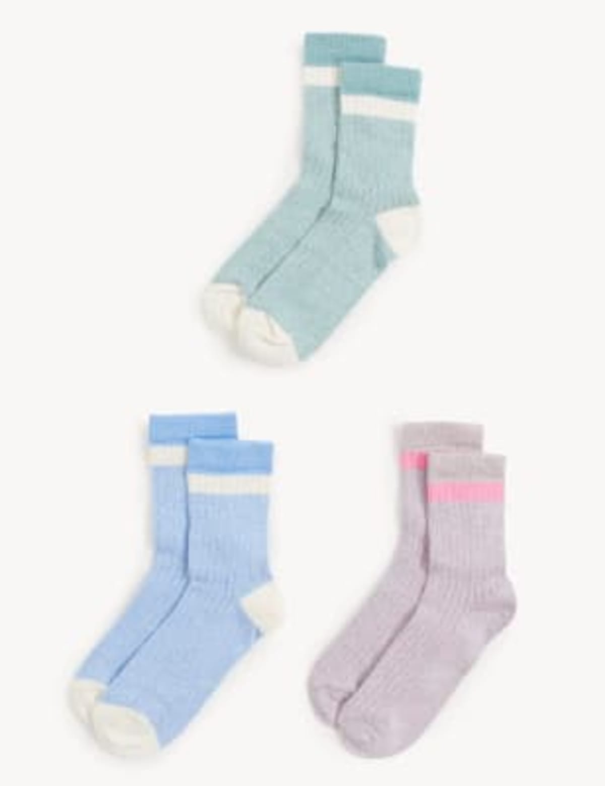 

Marks & Spencer 3pk Cotton Rich Socks (GIRLS, MULTI, 8+-12)