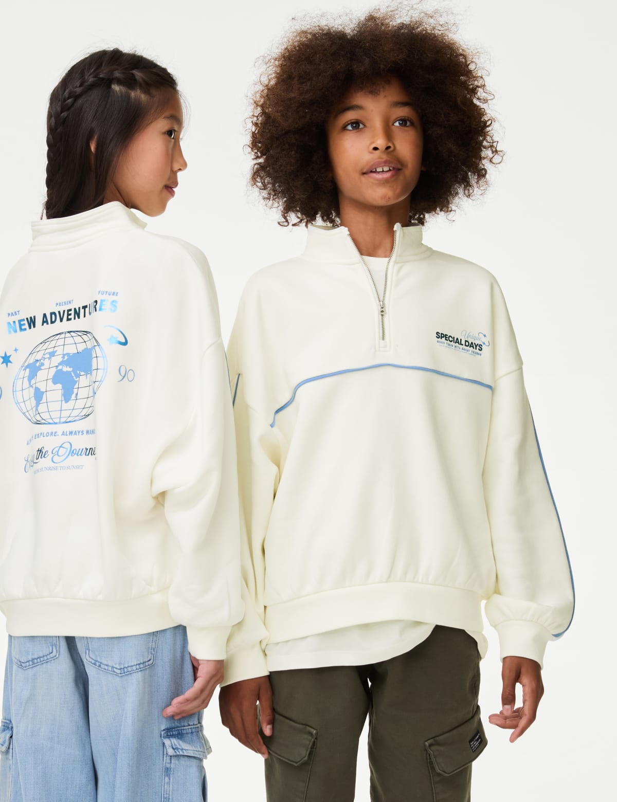 

Marks & Spencer Cotton Rich Half Zip Graphic Sweatshirt (6-16 Yrs) (GIRLS, IVORY, 9-10Y)