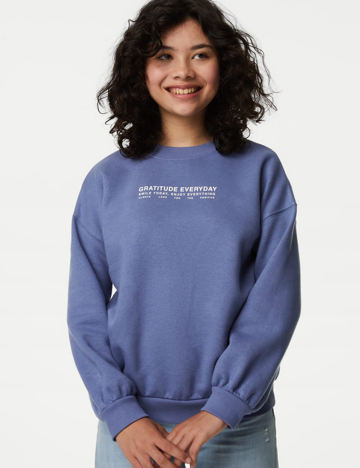 

Marks & Spencer Cotton Rich Slogan Sweatshirt (6-16 Yrs) (GIRLS, BLUE, 13-14)