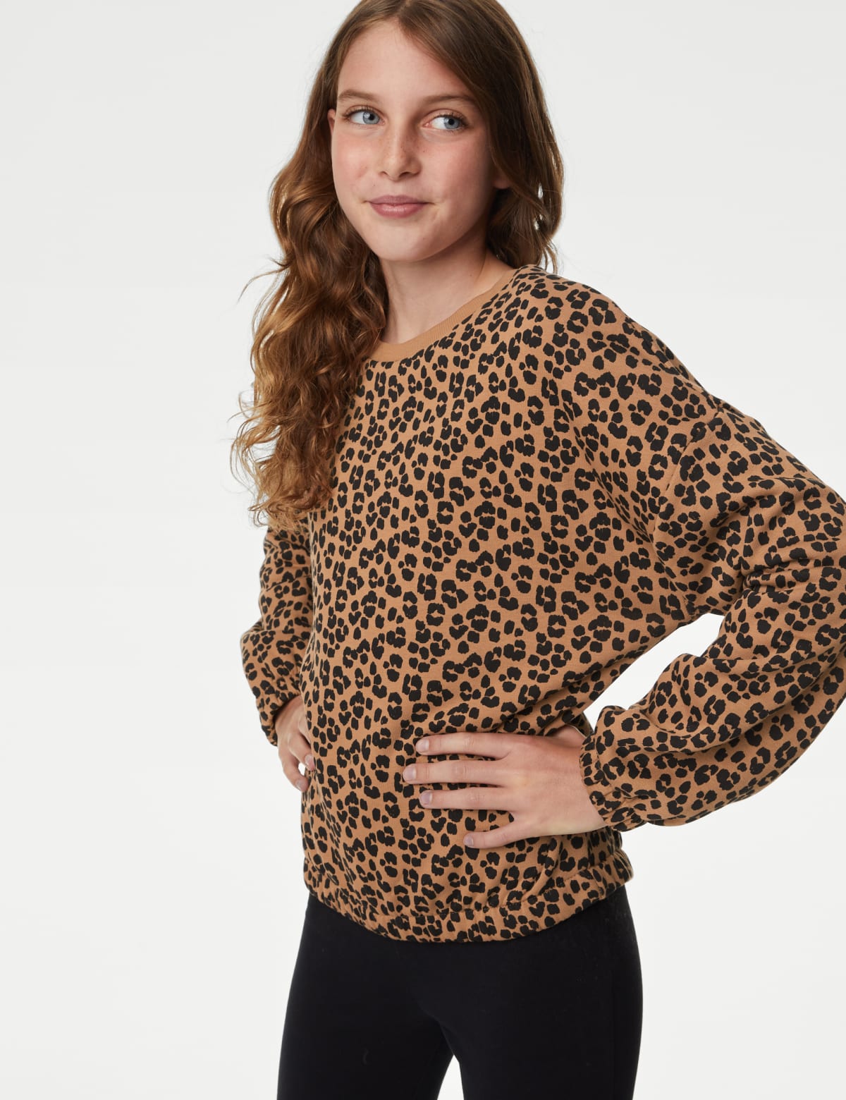 

Marks & Spencer Cotton Rich Leopard Print Sweatshirt (6-16 Yrs) (GIRLS, BROWN MIX, 13-14)