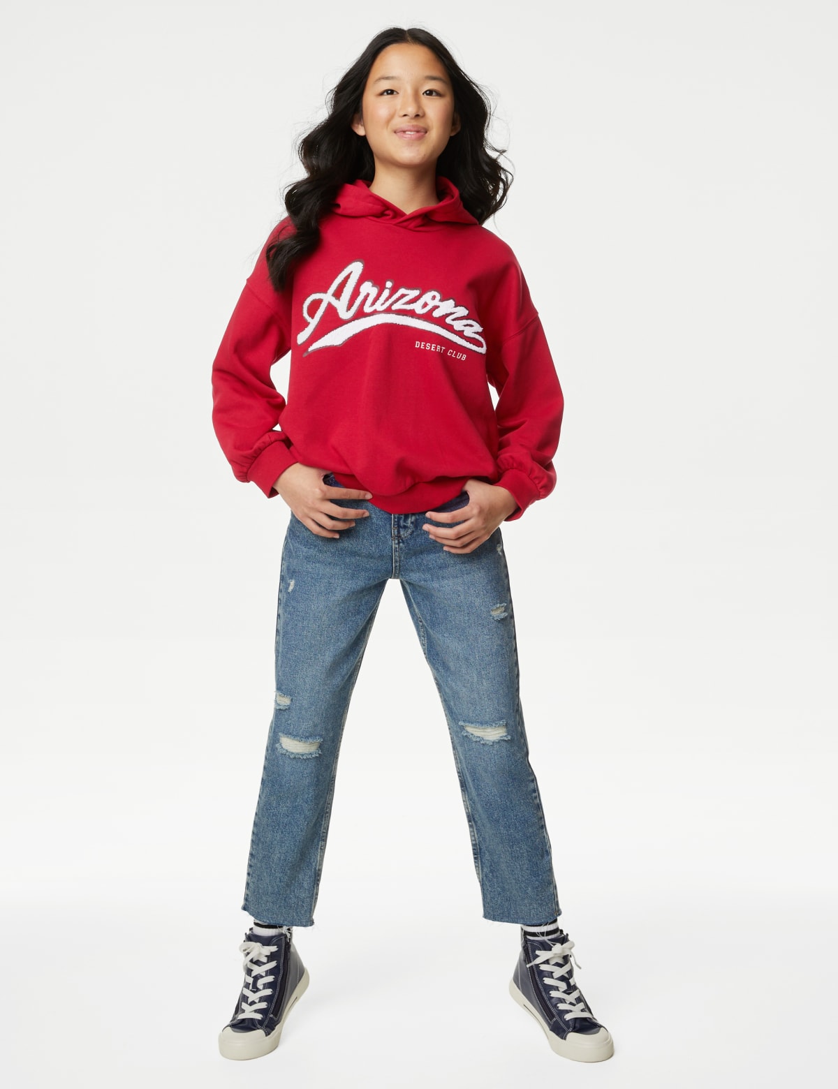 

Marks & Spencer Cotton Rich Arizona Slogan Hoodie (6-16 Yrs) (GIRLS, RED, 6-7 Y)