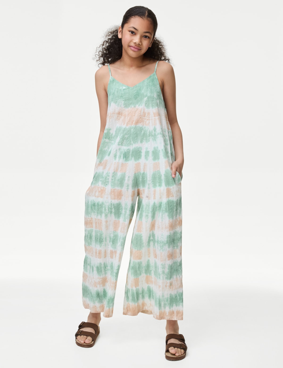 

Marks & Spencer Pure Cotton Tie Dye Jumpsuit (6-16 Yrs) (GIRLS, GREEN MIX, 13-14)