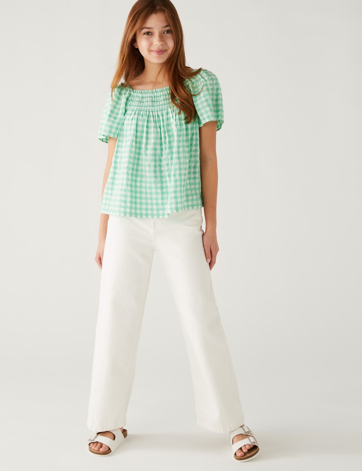 

Marks & Spencer Cotton Rich Checked Blouse (GIRLS, GREEN MIX, 14-15)