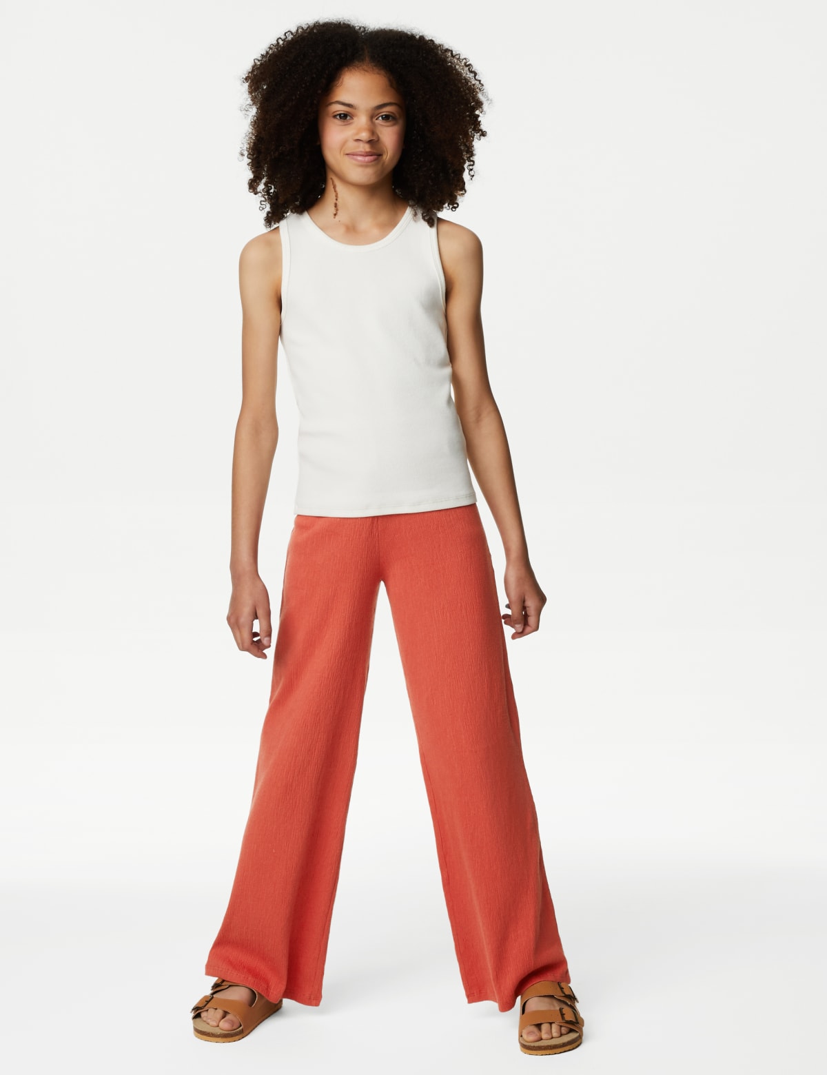

Marks & Spencer Cotton Blend Wide Leg Trousers (6-16 Yrs) (GIRLS, CORAL, 13-14)