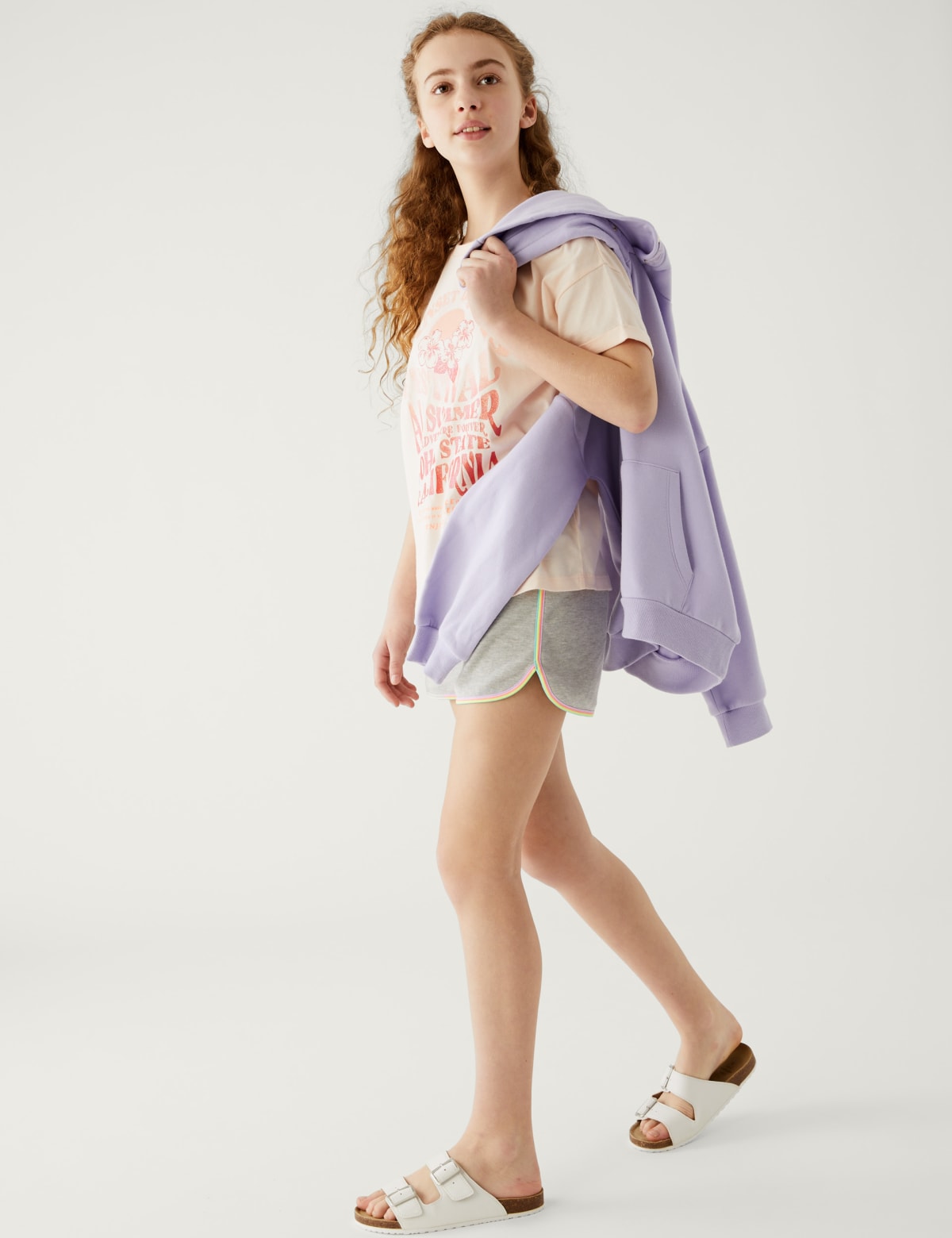 

Marks & Spencer Cotton Rich Striped Shorts (GIRLS, GREY MARL, 9-10Y)