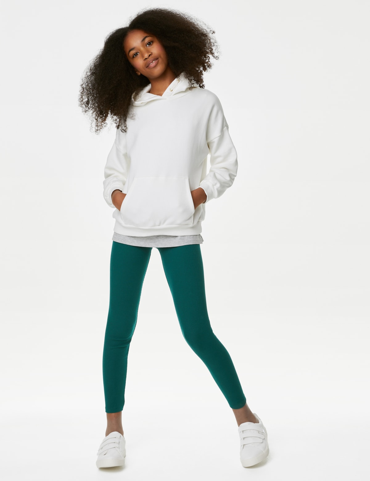 

Marks & Spencer Cotton Rich Ribbed Leggings (6-16 Yrs) (GIRLS, GREEN, 9-10Y)