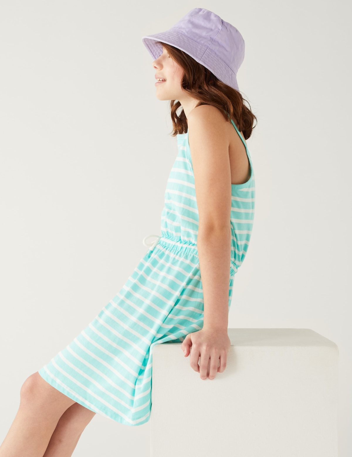 

Marks & Spencer Pure Cotton Striped Dress (GIRLS, AQUA, 11-12)