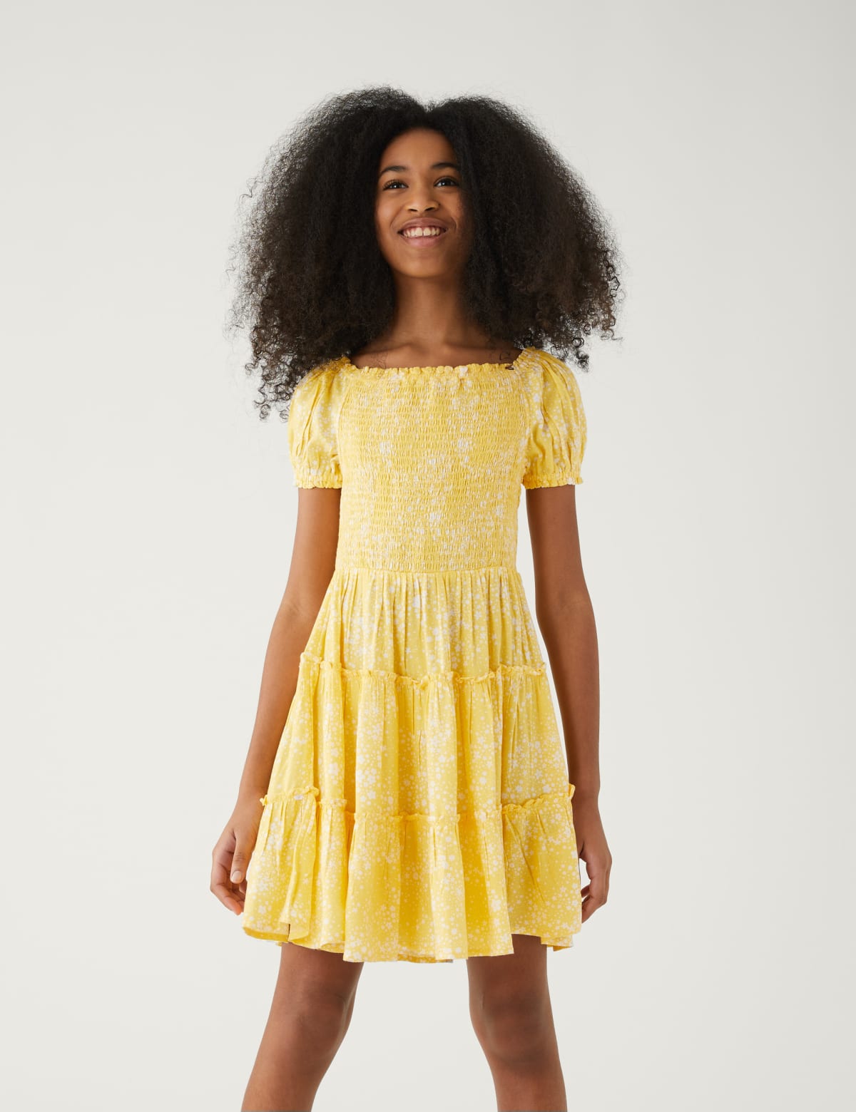 

Marks & Spencer Floral Print Tiered Dress (GIRLS, YELLOW, 11-12)