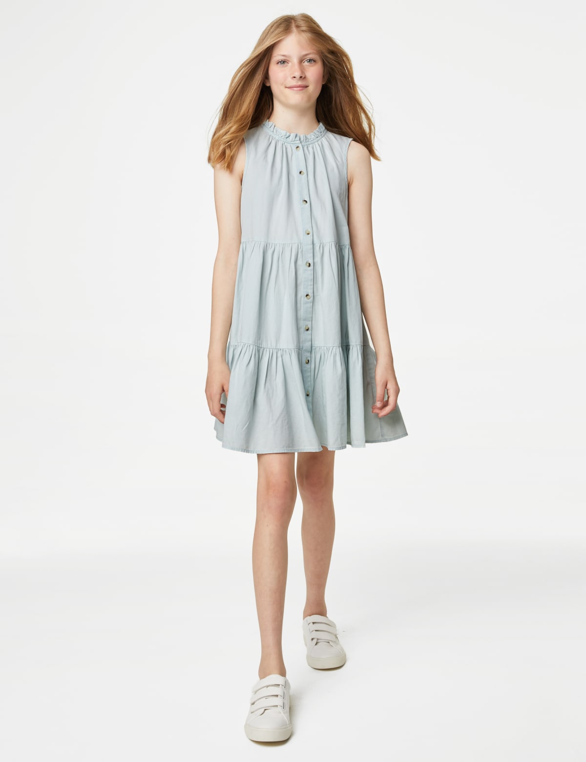 

Marks & Spencer Pure Cotton Denim Tiered Dress (6-16 Yrs) (GIRLS, DENIM, 13-14)