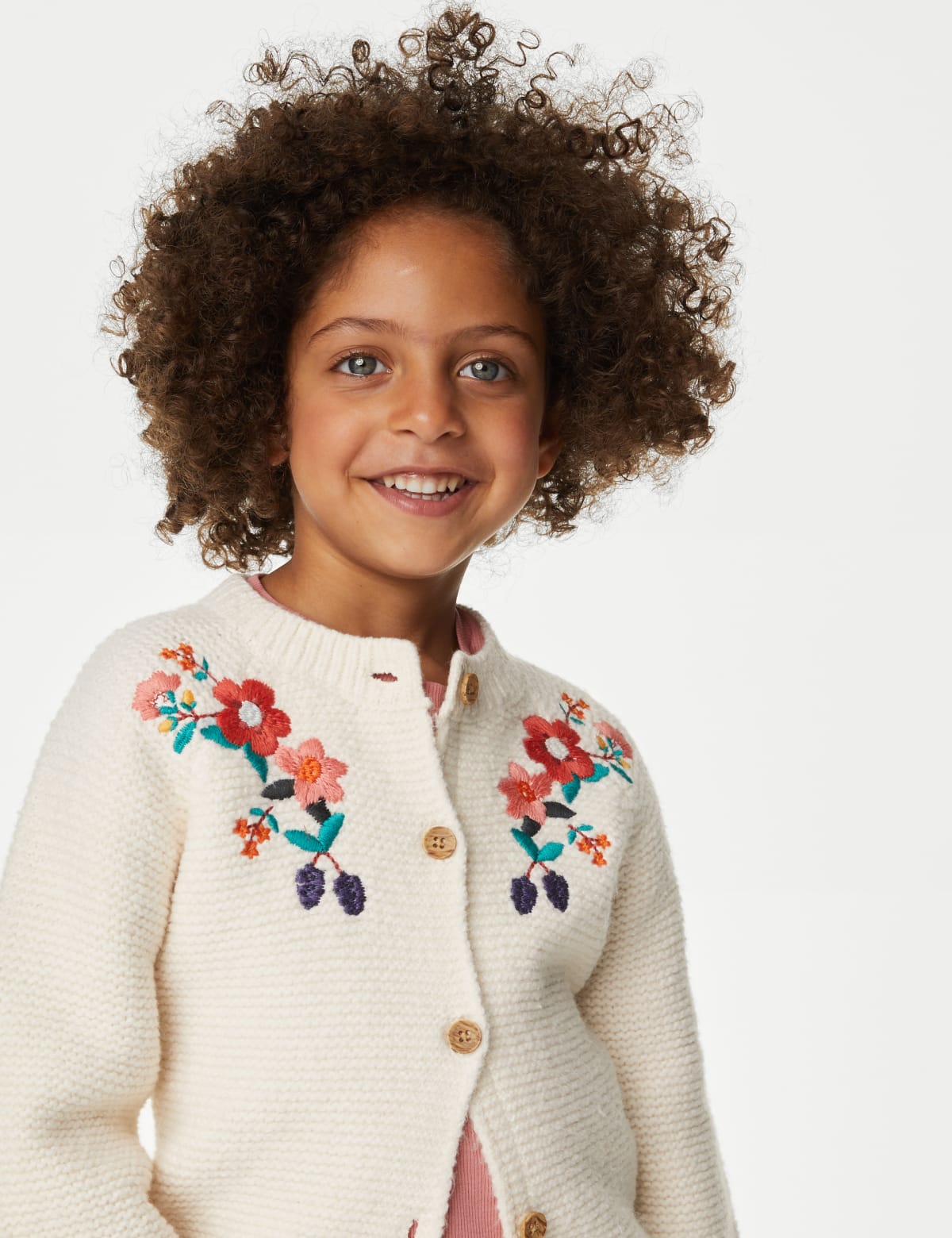 

Marks & Spencer Cotton Rich Flower Embroidered Cardigan (2-8 Yrs) (GIRLS, CREAM, 4-5 Y)