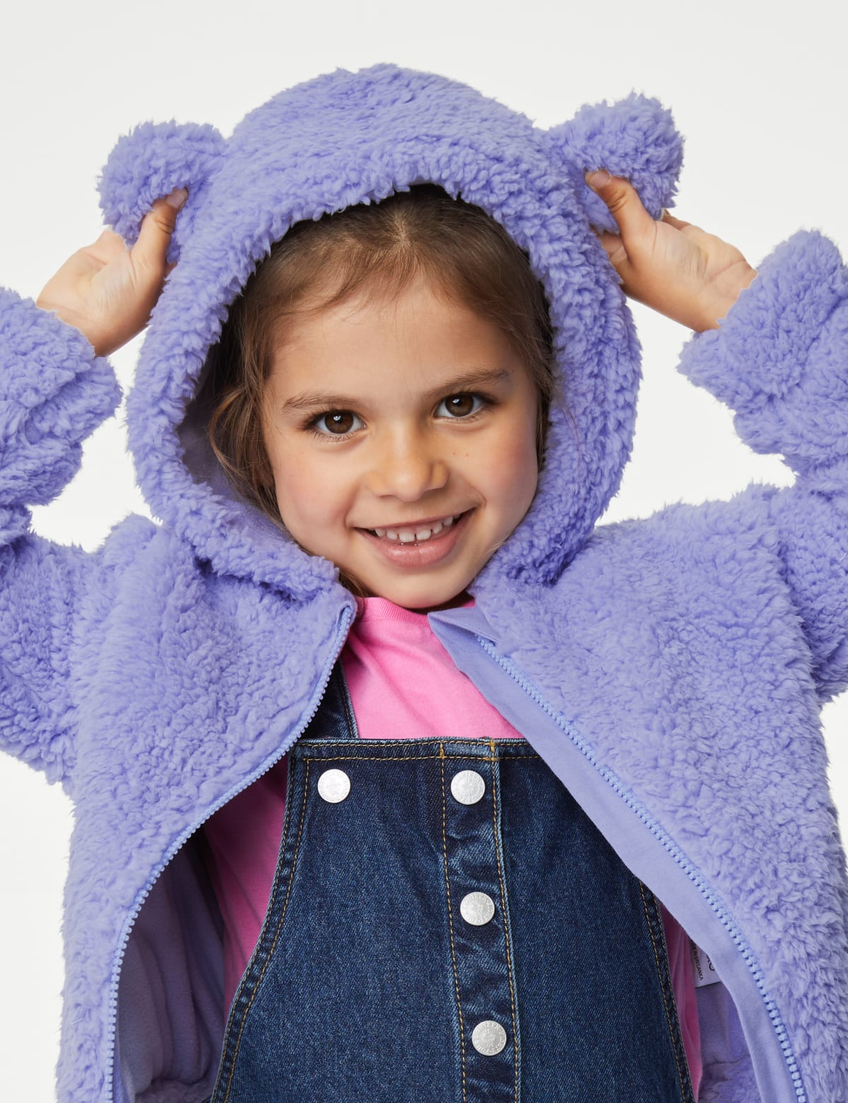 

Marks & Spencer Borg Hooded Jacket (2-8 Yrs) (GIRLS, LILAC, 2-3 Y)