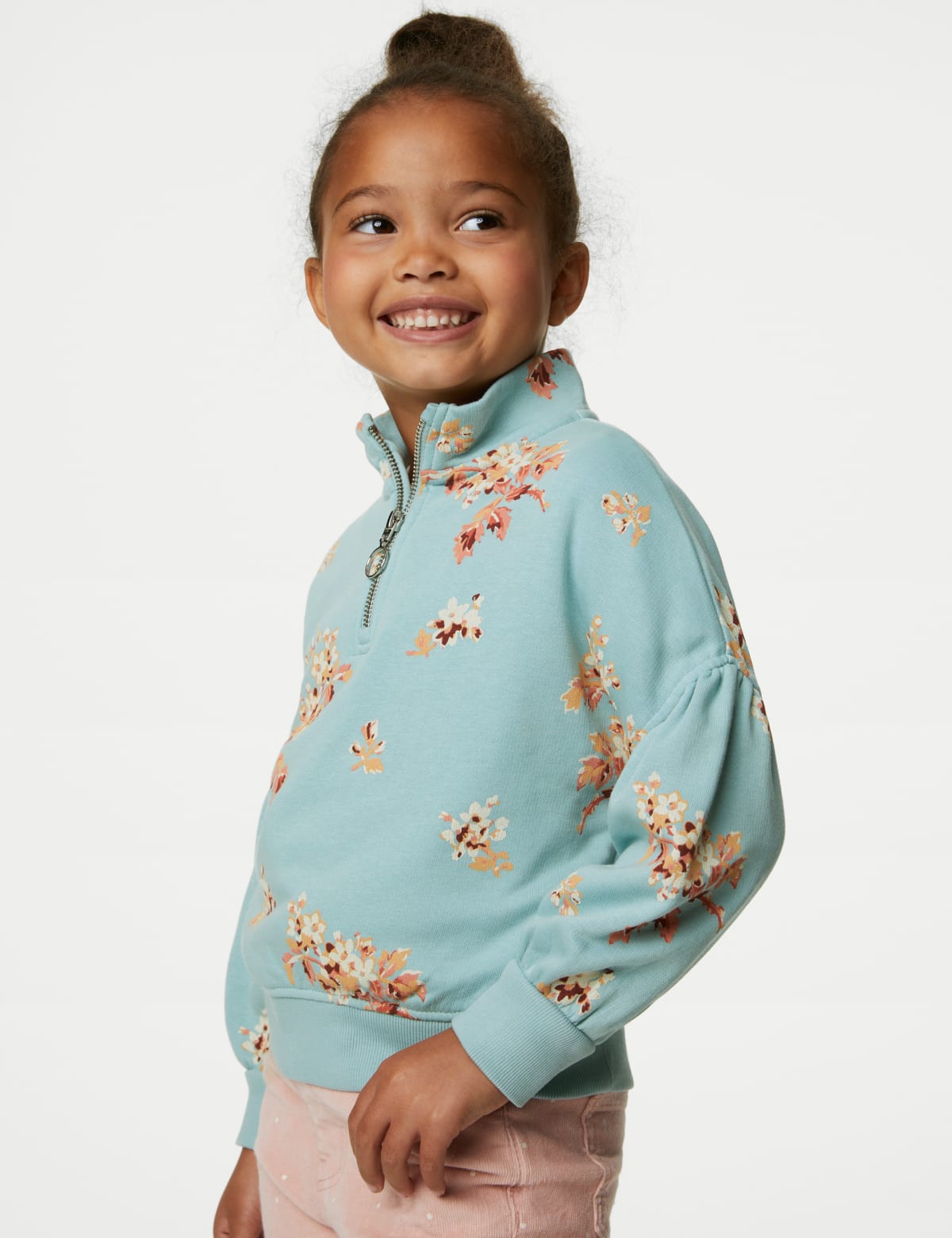 

Marks & Spencer Cotton Rich Floral Zip Sweatshirt (2-8 Yrs) (GIRLS, LIGHT TEAL, 4-5 Y)