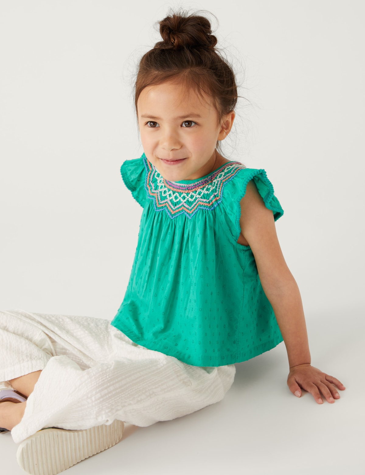 

Marks & Spencer Pure Cotton Embroidered Top (GIRLS, BRIGHT JADE, 4-5 Y)