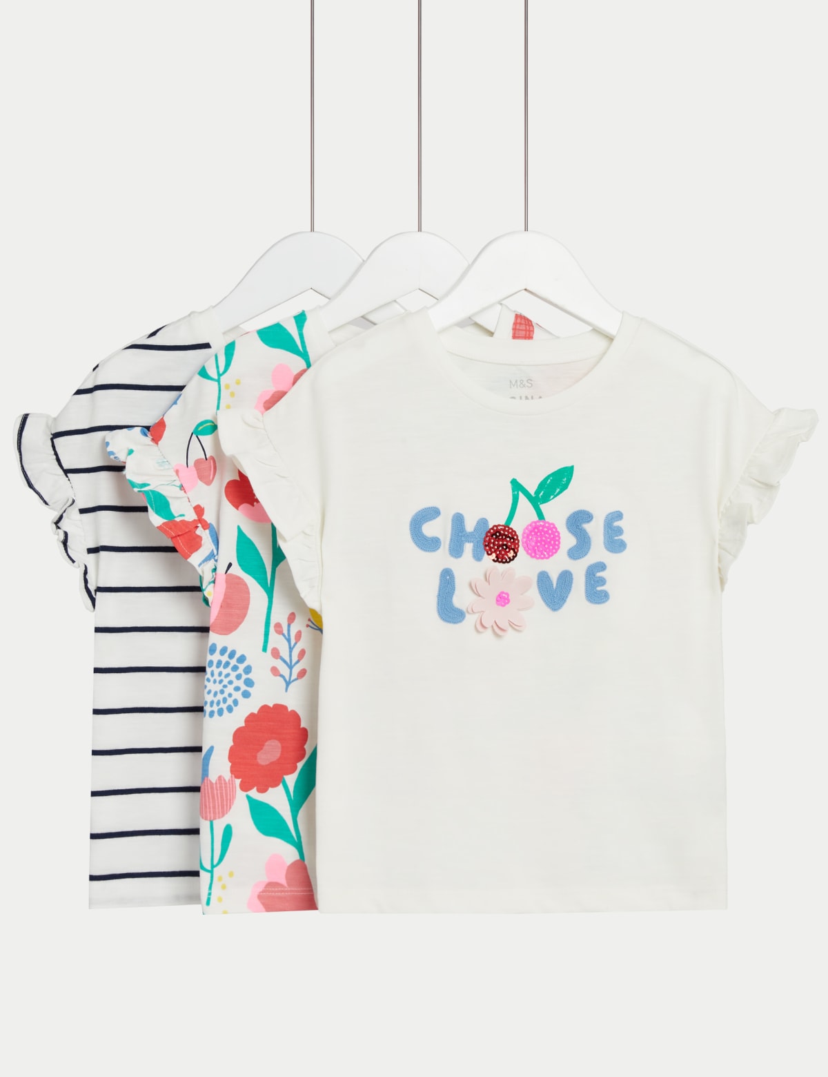 

Marks & Spencer 3pk Pure Cotton Printed T-Shirt (2-8 Yrs) (GIRLS, IVORY MIX, 5-6 Y)