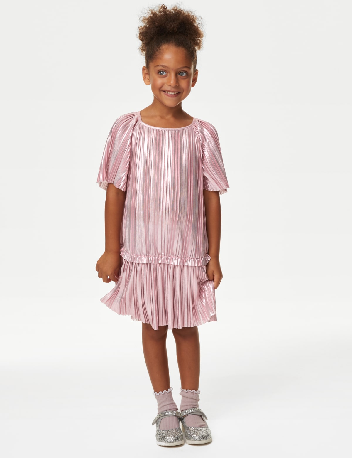 

Marks & Spencer Plisse Metallic Dress (2-8 Yrs) (GIRLS, PINK, 4-5 Y)