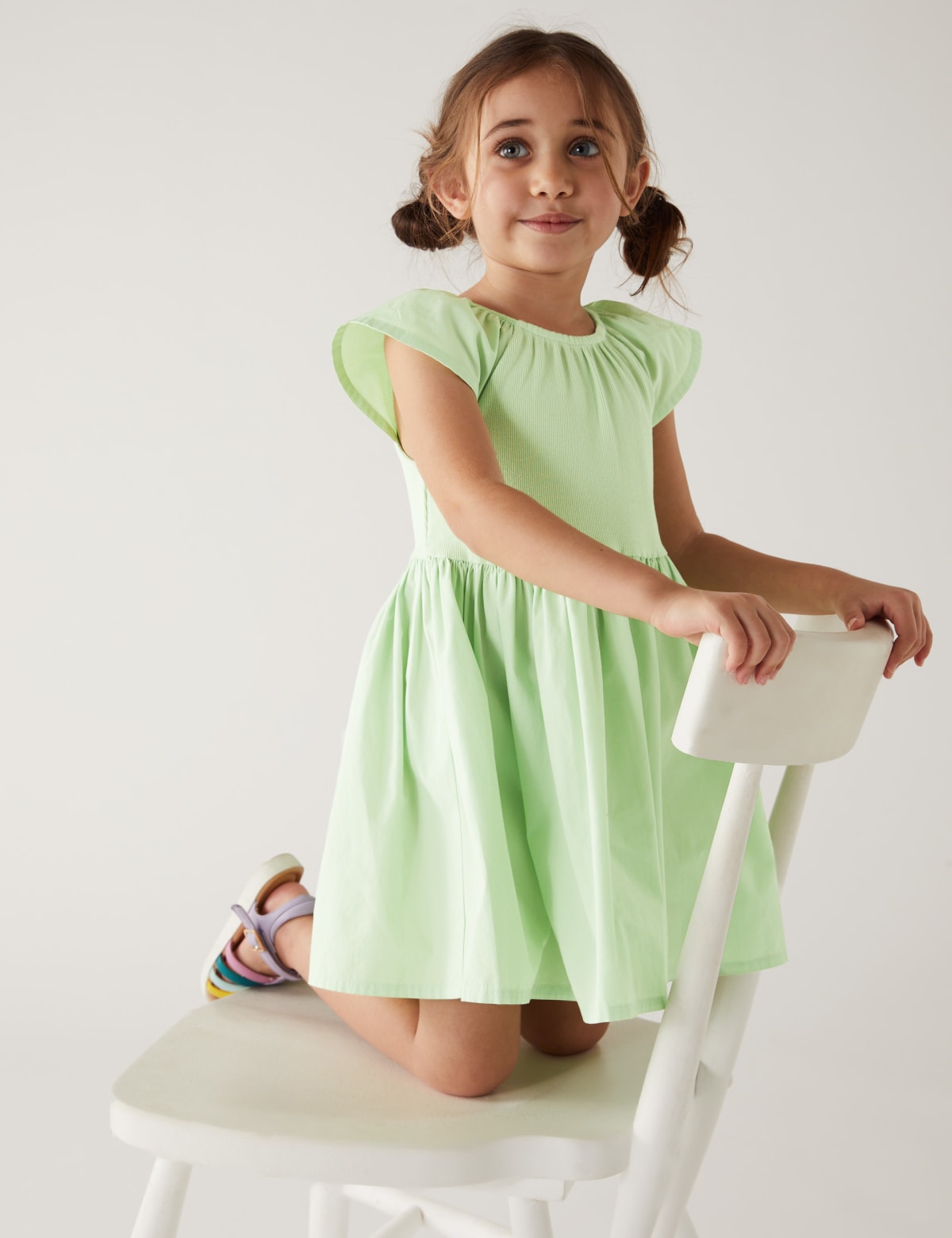 

Marks & Spencer Cotton Rich Frill Dress (GIRLS, GREEN, 4-5 Y)