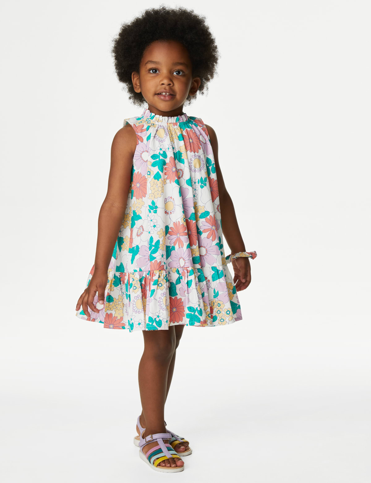 

Marks & Spencer Pure Cotton Floral Dress with Scrunchie (2-8 Yrs) (GIRLS, MULTI, 5-6 Y)