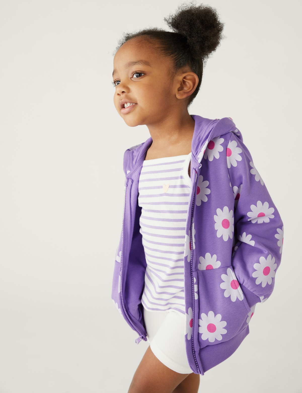 

Marks & Spencer Cotton Rich Daisy Zip Hoodie (2-8 Yrs) (GIRLS, PURPLE, 2-3 Y)