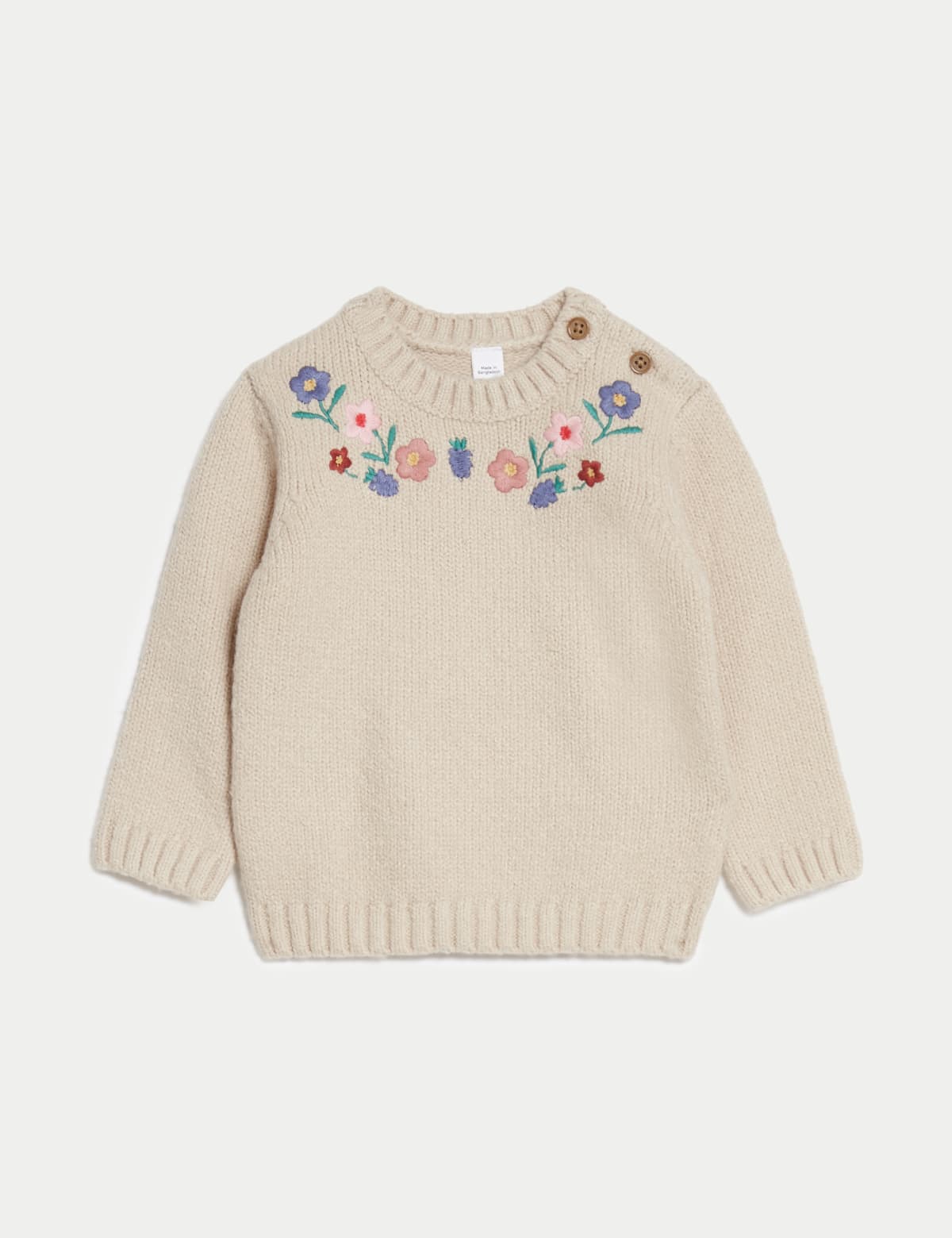 

Marks & Spencer Cotton Rich Floral Knitted Jumper (0-3 Yrs) (GIRLS, NEUTRAL, 9-12M)