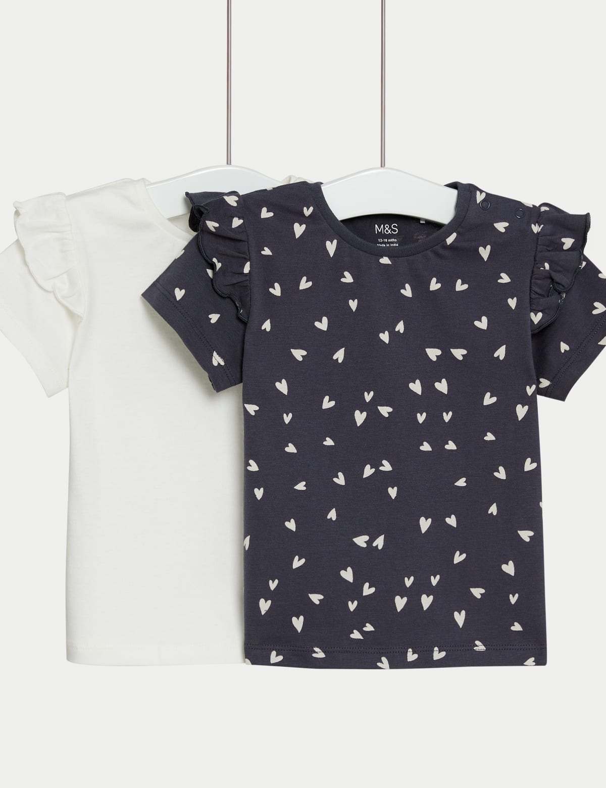 

Marks & Spencer 2pk Pure Cotton Heart T-Shirts (0-3 Yrs) (GIRLS, ECRU MIX, 12-18)