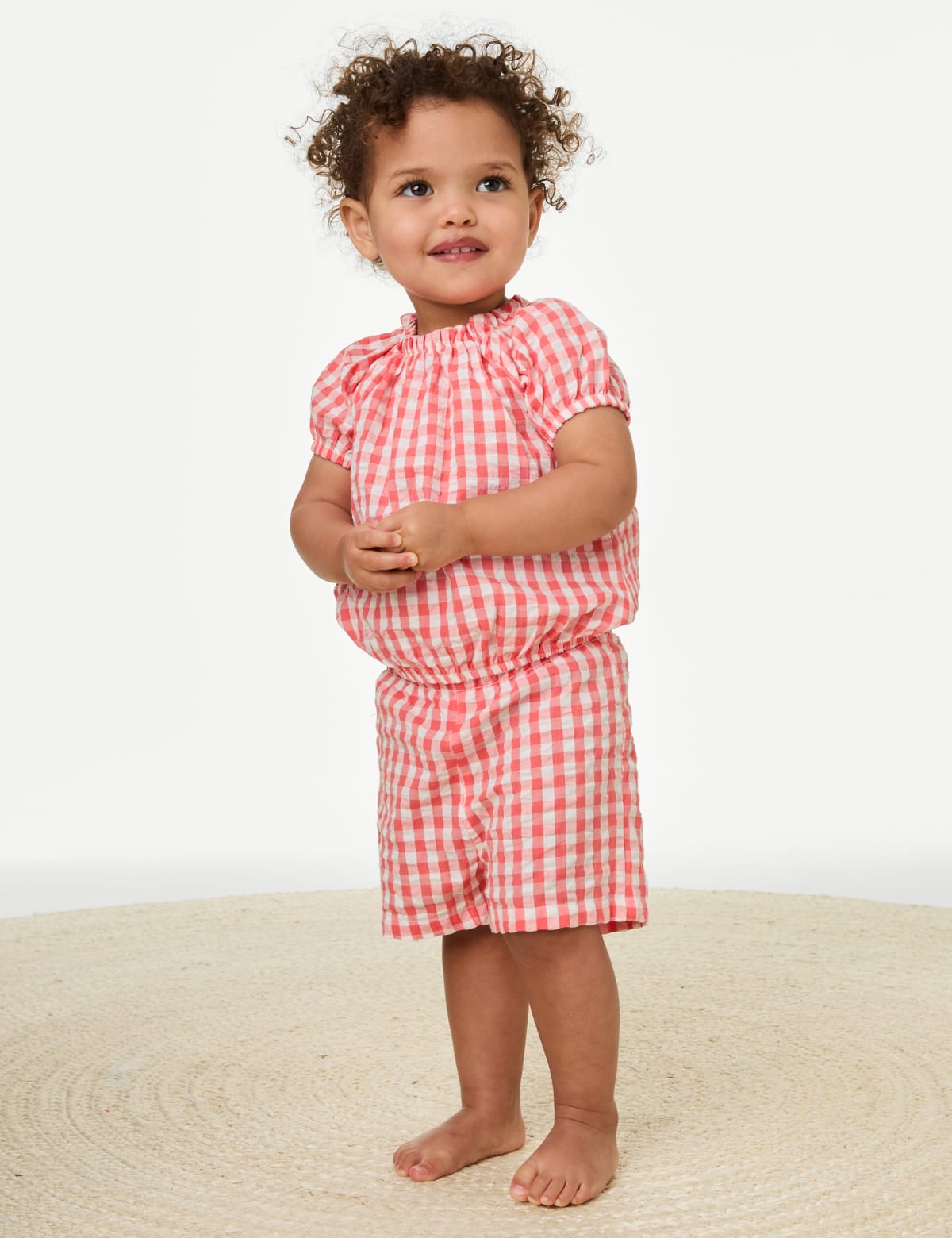 

Marks & Spencer Pure Cotton Gingham Outfit (0-3 Yrs) (GIRLS, CORAL MIX, 6-9 M)