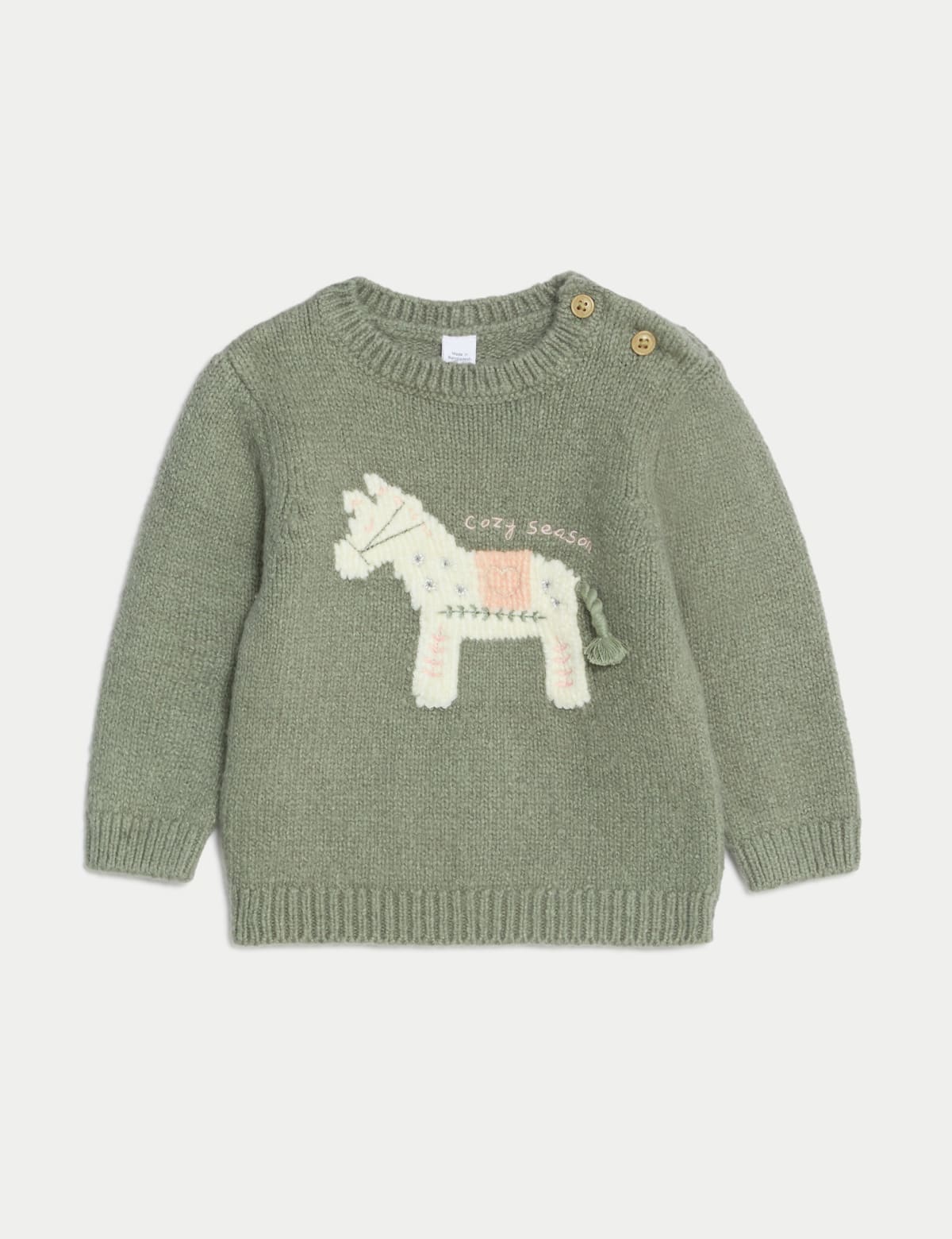 

Marks & Spencer Cotton Rich Embroidered Horse Jumper (0-3 Yrs) (GIRLS, GREEN, 3-6 M)