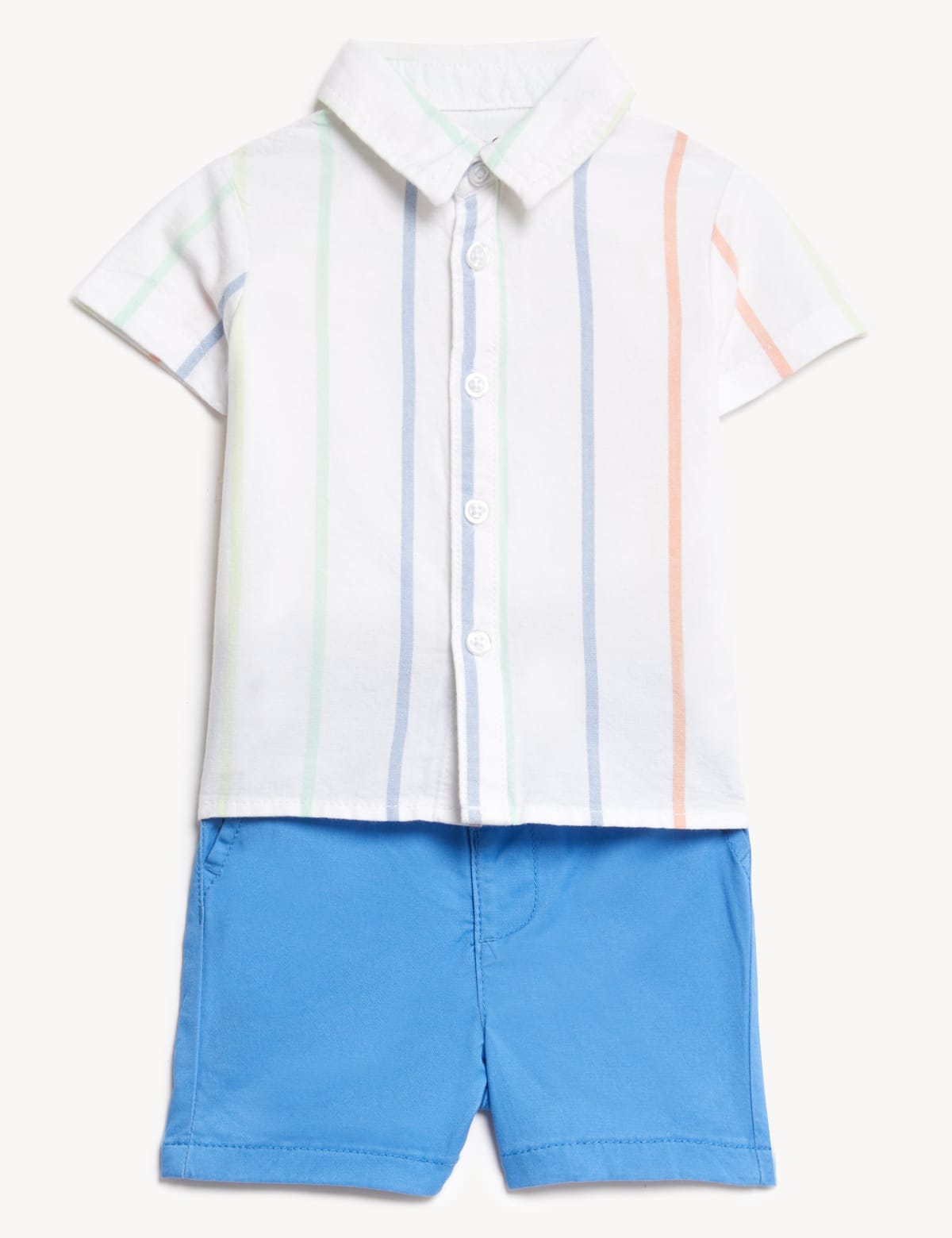 

Marks & Spencer 2pc Cotton Rich Top & Bottom Outfit (BOYS, BLUE MIX, 0-3 M)