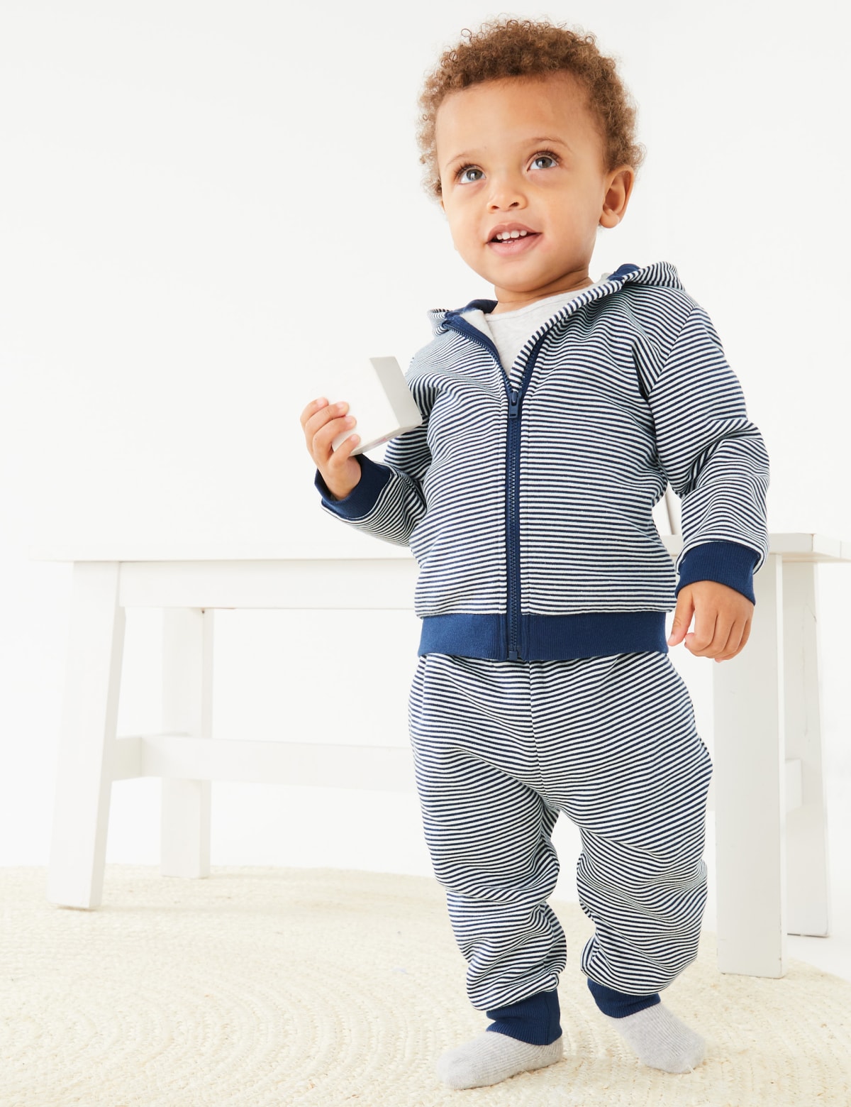 

Marks & Spencer Cotton Rich Striped Joggers (0-3 Yrs) (BOYS, INDIGO, 9-12M)