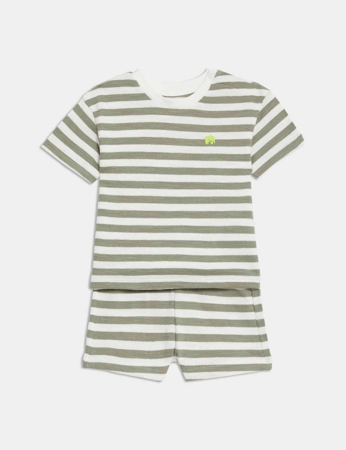 

Marks & Spencer 2pc Pure Cotton Striped Shorts Outfit (0-3 Yrs) (BOYS, GREEN MIX, 9-12M)