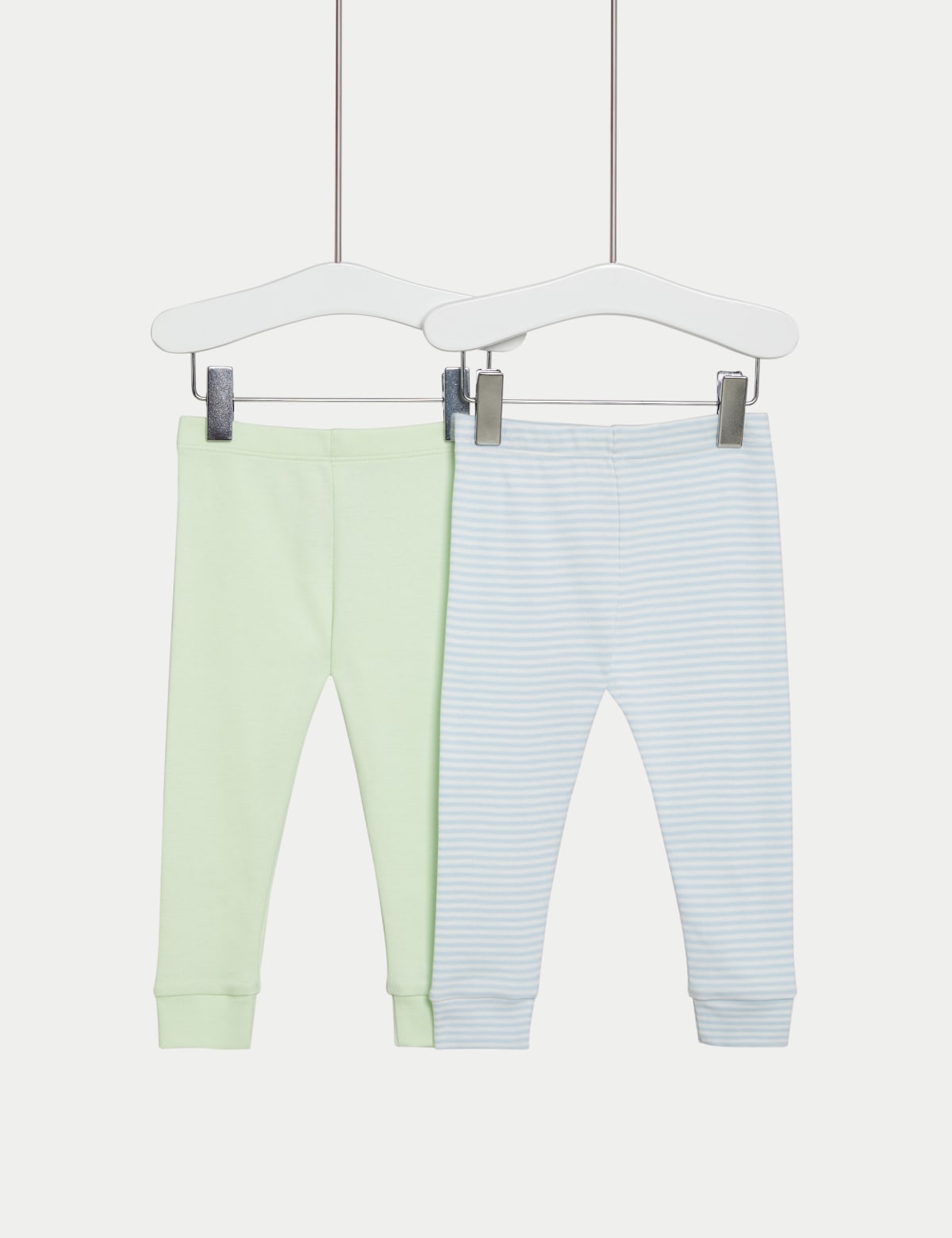 

Marks & Spencer 2pk Pure Cotton Striped & Plain Leggings (0-3 Yrs) (BOYS, MULTI, 12-18)