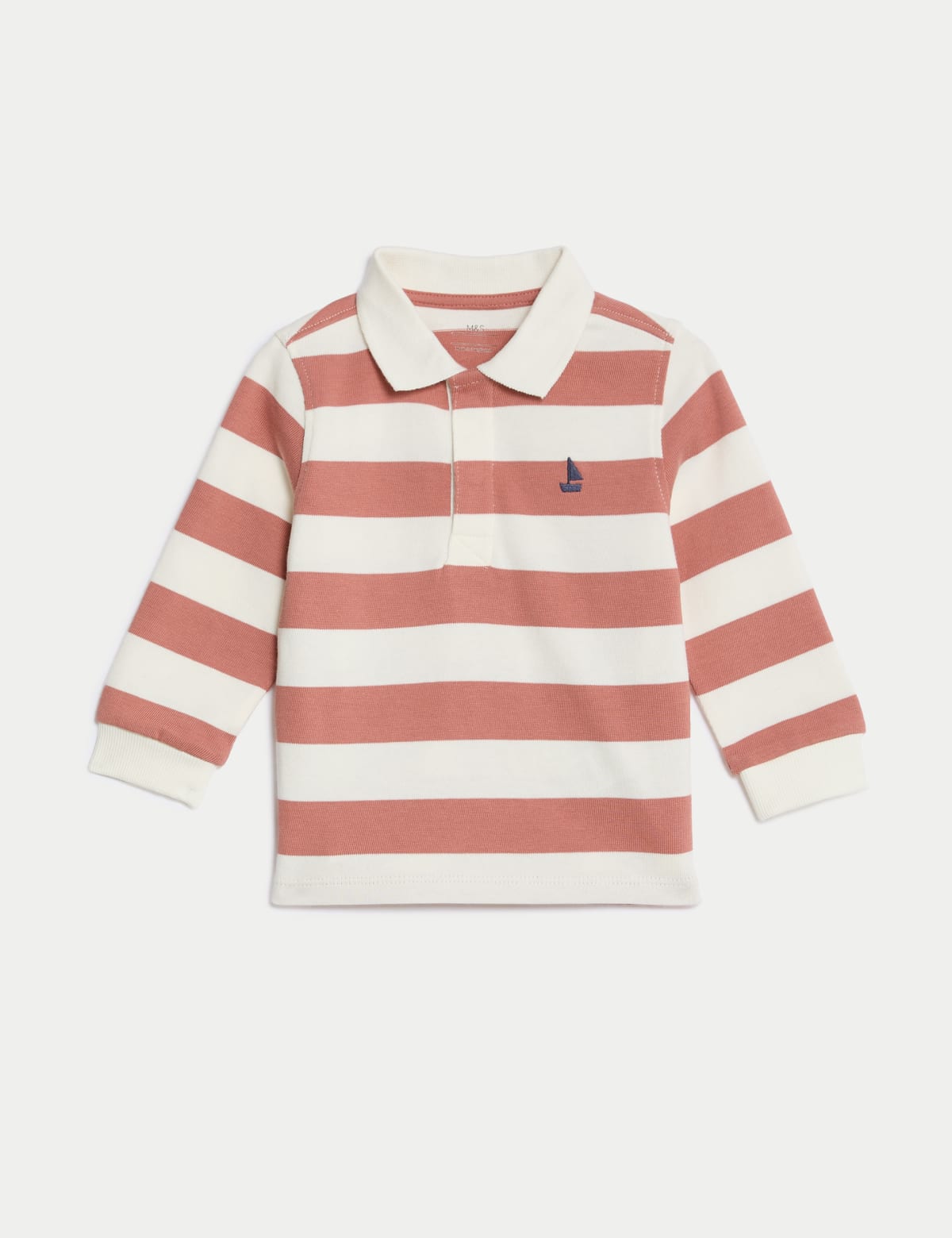 

Marks & Spencer Pure Cotton Striped Rugby Shirt (0-3 Yrs) (BOYS, RED MIX, 9-12M)