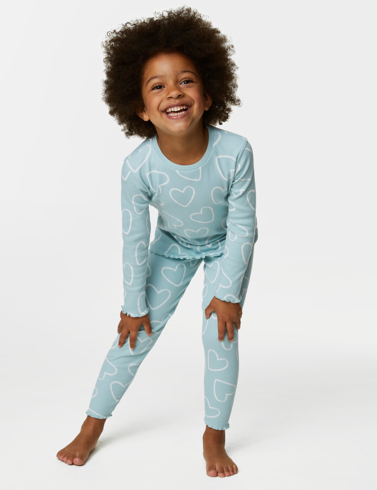 

Marks & Spencer Cotton Rich Heart Ribbed Pyjamas (1-8 Yrs) (GIRLS, AQUA, 2-3 Y)