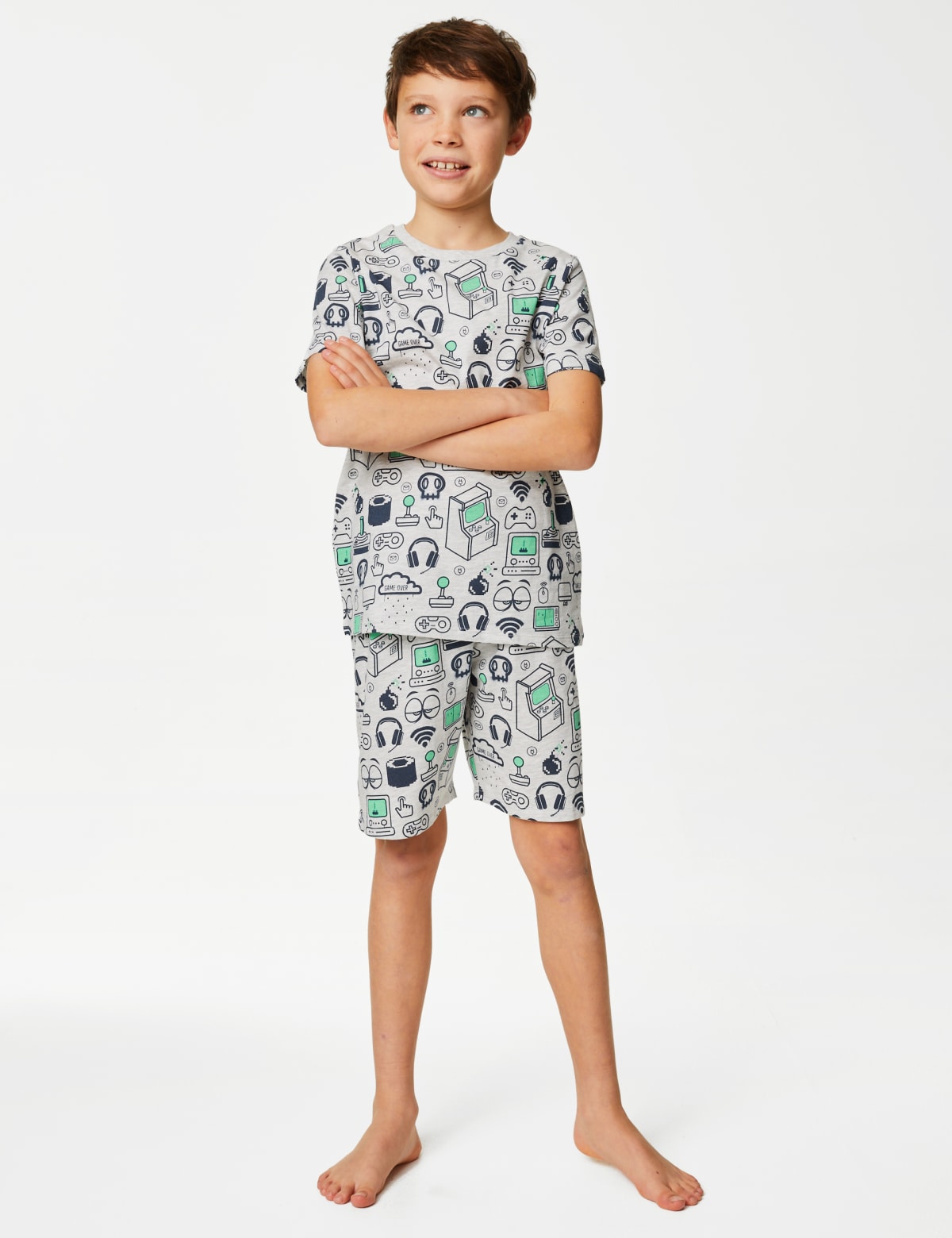 

Marks & Spencer Cotton Rich Gaming Pyjamas (7-14 Yrs) (BOYS, GREY MARL, 9-10Y)
