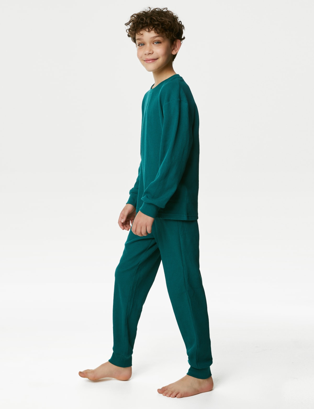

Marks & Spencer Cotton Blend Waffle Pyjamas (6-16 Yrs) (UNISEX, GREEN MIX, 11-12)