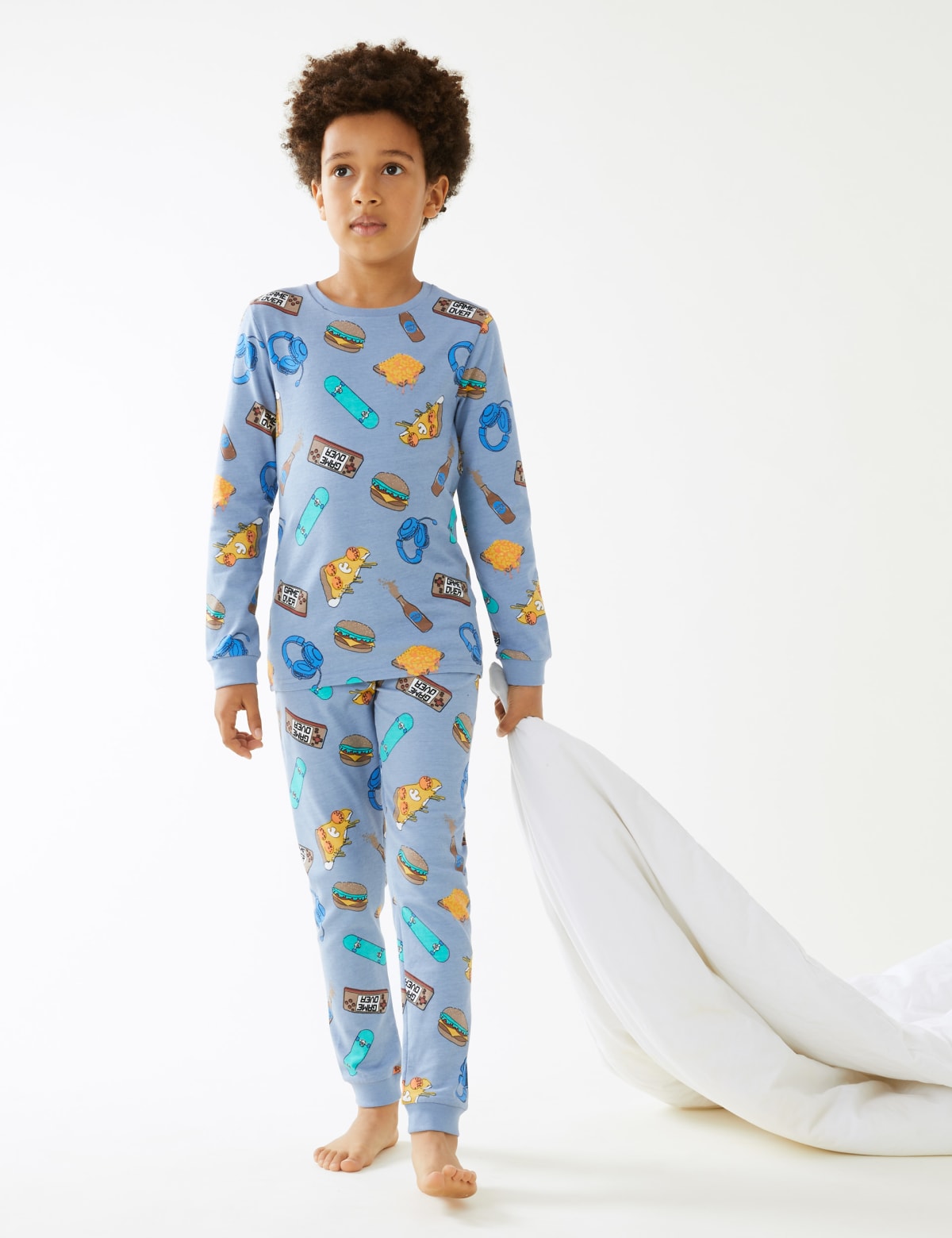 

Marks & Spencer Cotton Rich Chilling Print Pyjamas (BOYS, BLUE MIX, 9-10Y)