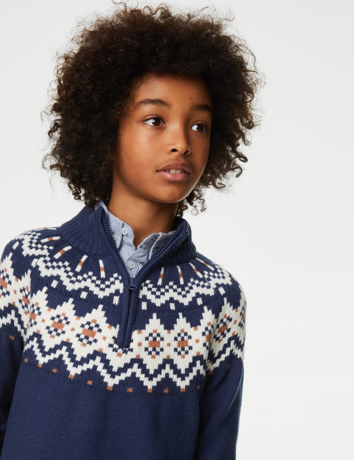 

Marks & Spencer Cotton Rich Fair Isle Jumper (6-16 Yrs) (BOYS, NAVY MIX, 6-7 Y)