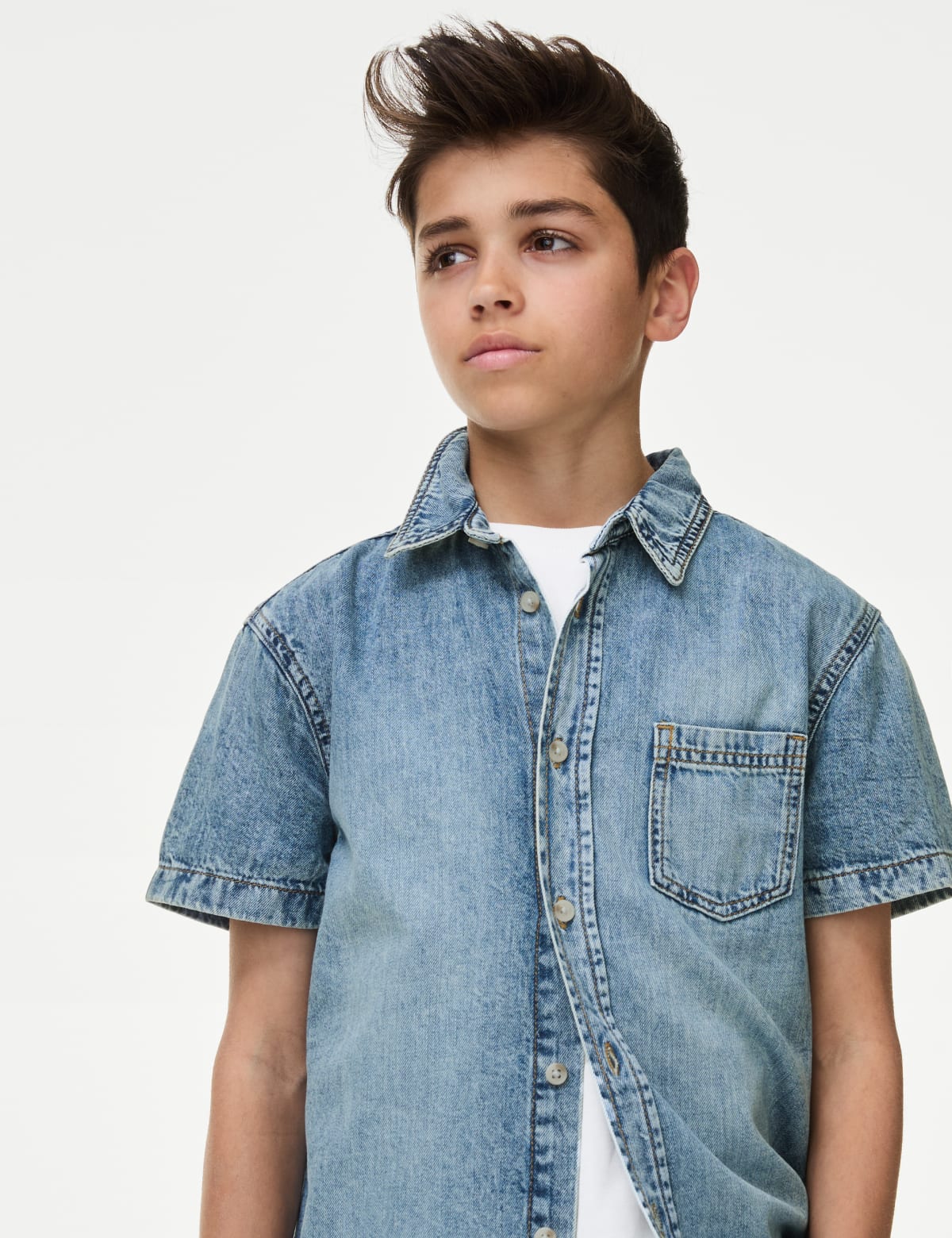 

Marks & Spencer 2pc Pure Cotton Denim Shirt & T-Shirt Set (6-16 Yrs) (BOYS, LIGHT DENIM, 13-14)