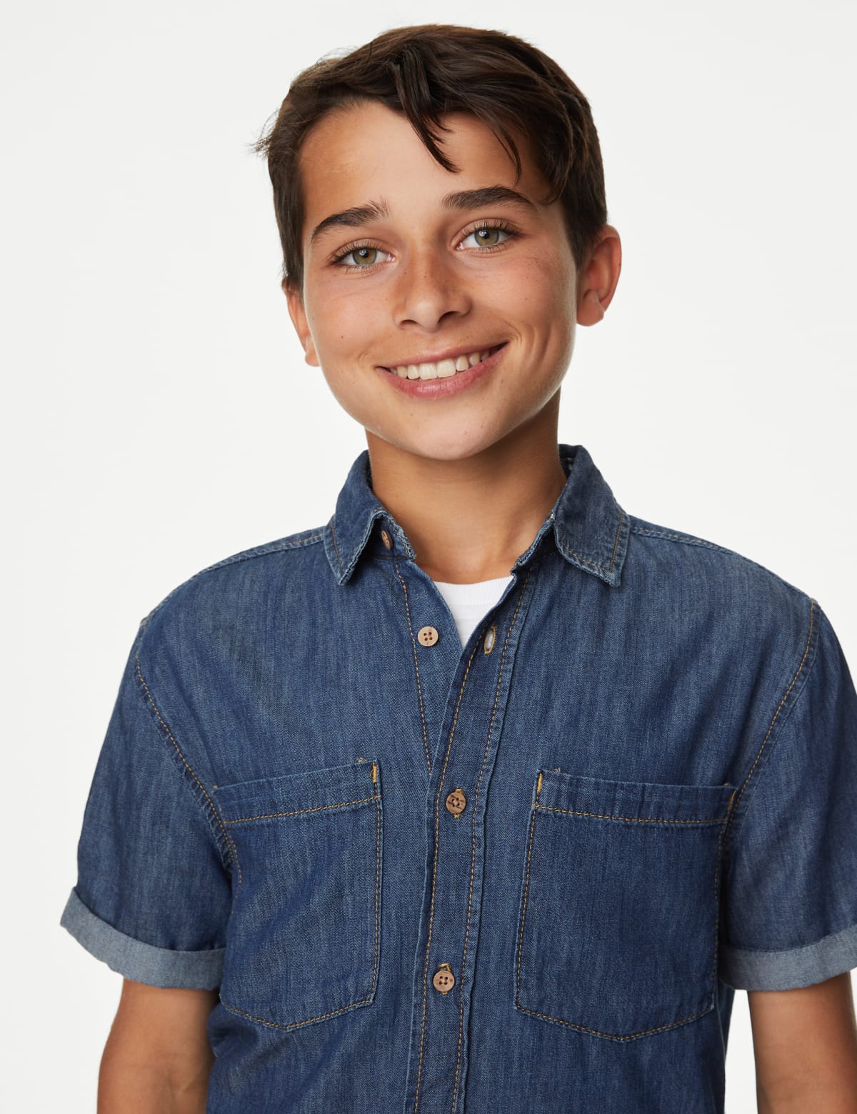 

Marks & Spencer Pure Cotton Denim Shirt (6-16 Yrs) (BOYS, DARK DENIM, 13-14)
