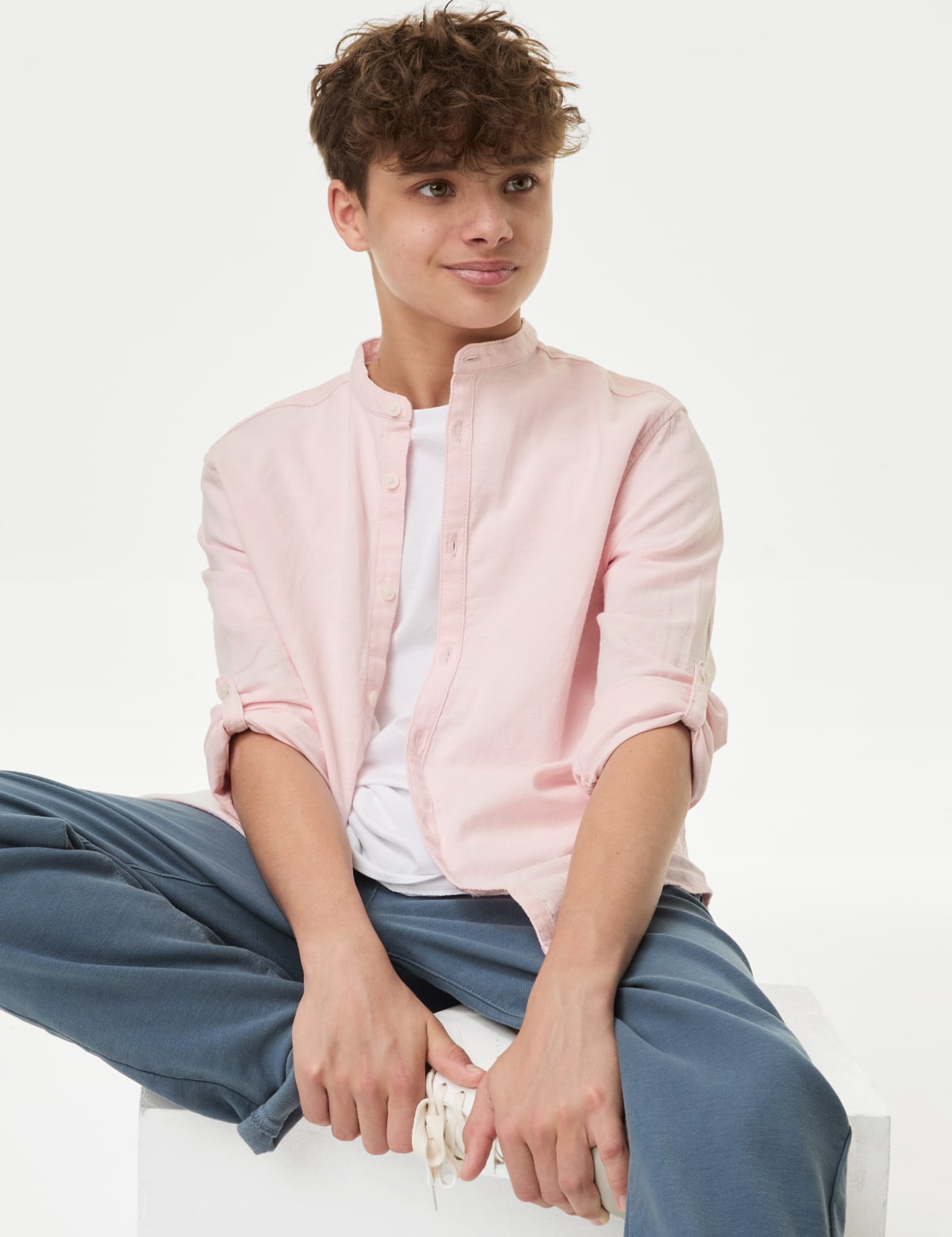 

Marks & Spencer Cotton Rich Grandad Shirt (6-16 Yrs) (BOYS, PINK, 13-14)
